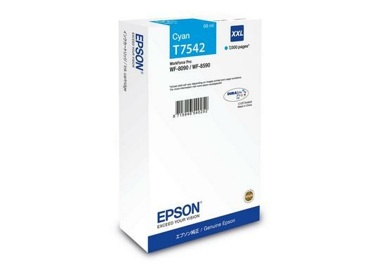 ORIGINALE Epson Cartuccia d'inchiostro ciano C13T75424N T7542 XXL 7000 pagine 69ml