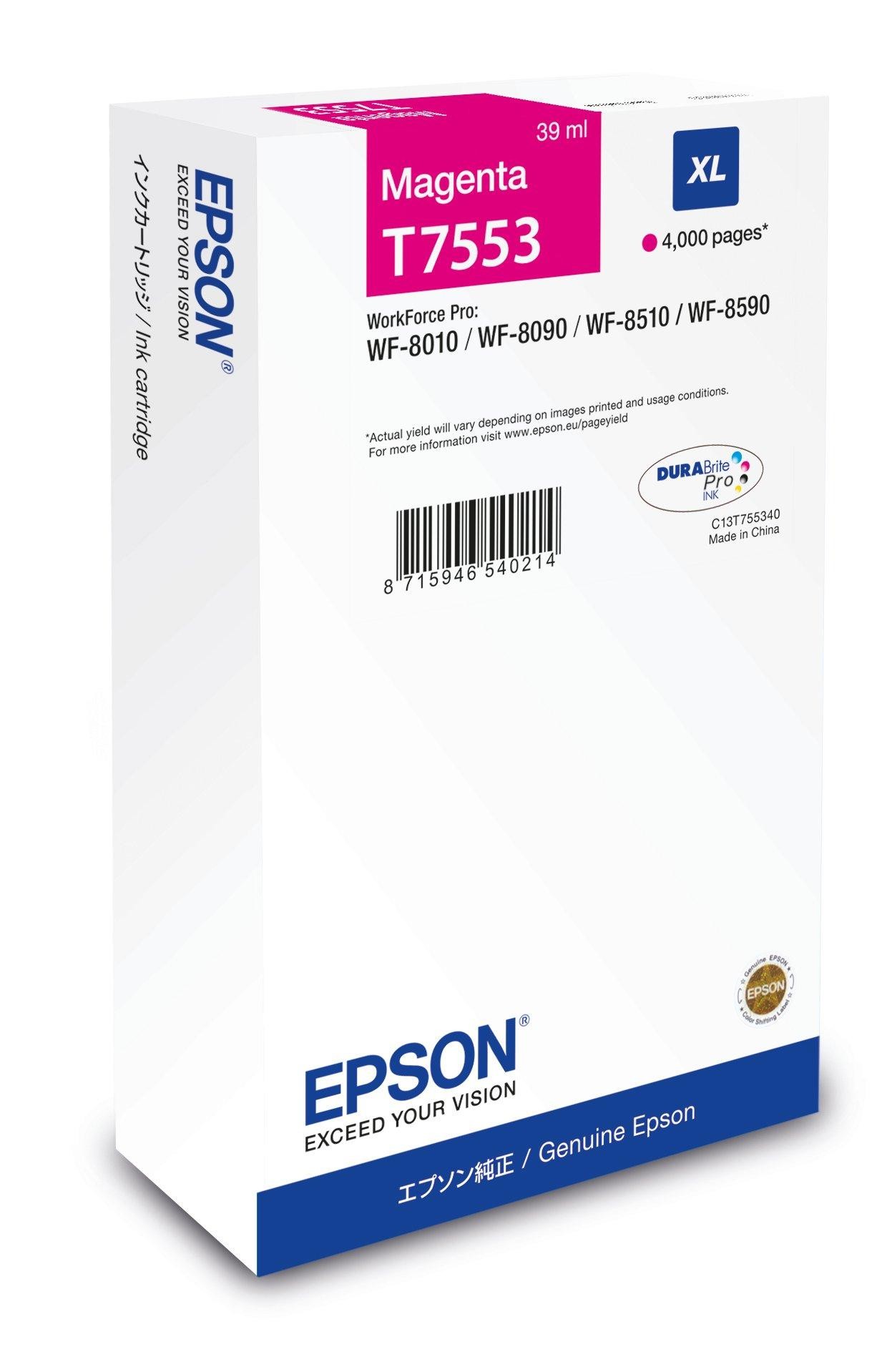 ORIGINALE Epson Cartuccia d'inchiostro magenta C13T75534N T7553 XL 4000 pagine 39ml