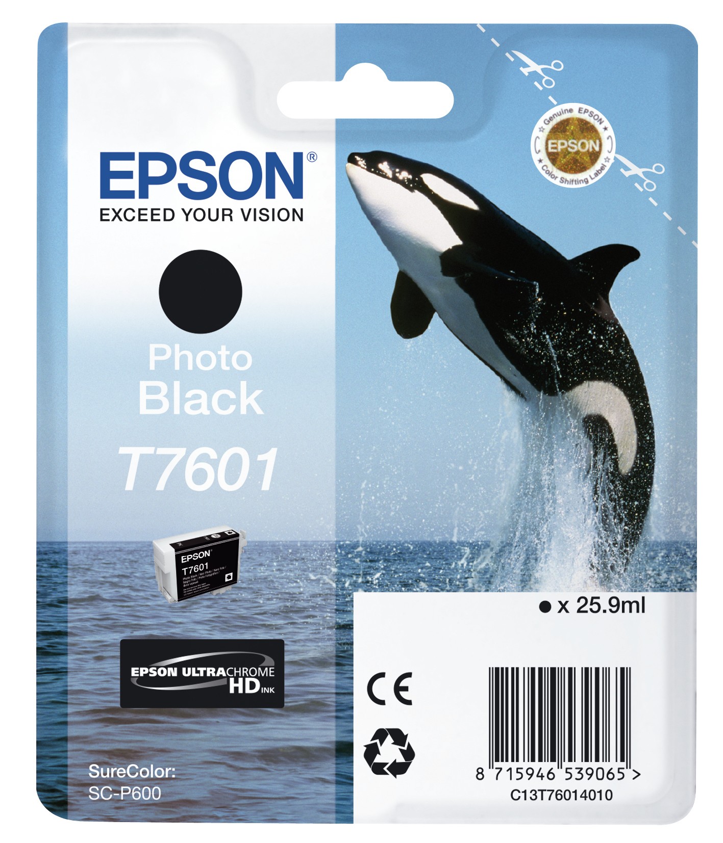 ORIGINALE Epson Cartuccia d'inchiostro Nero (Foto) C13T76014010 T7601 259ml UltraChrome HD