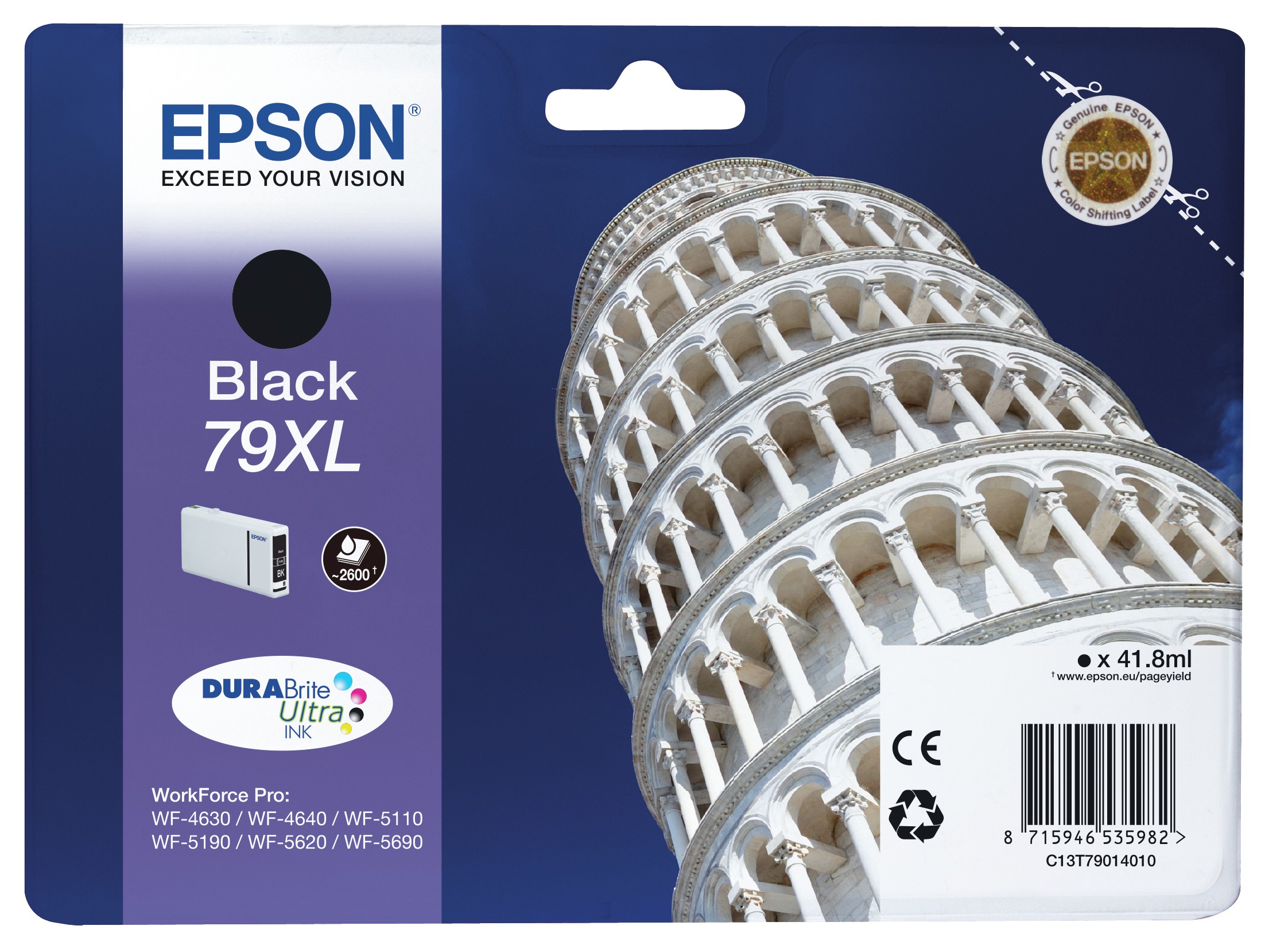 ORIGINALE Epson Cartuccia d'inchiostro nero C13T79014010 79 XL 2600 pagine 418ml 79XL