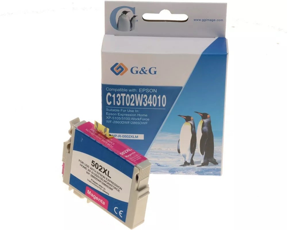 Cartuccia d'inchiostro generica G&G Epson 502XL Magenta - Sostituisce C13T02W34010/C13T02V34010