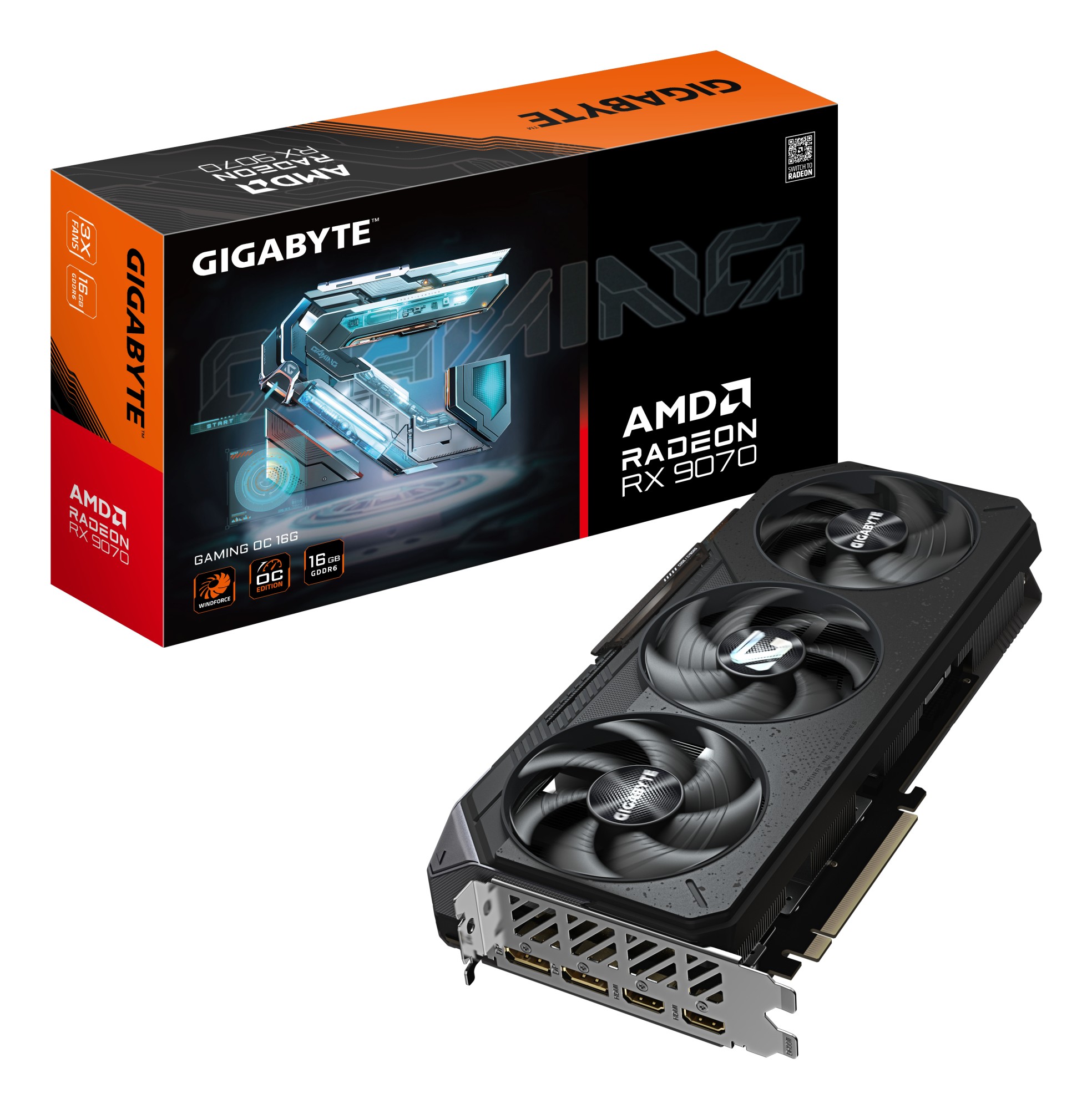 Gigabyte Radeon RX 9070 GAMING OC 16G Scheda Grafica - 16 GB GDDR6 256 bit PCI-E 5.0 2700 MHz Frequenza Base 2 x DisplayPort 2 x HDMI GV-R9070GAMING O