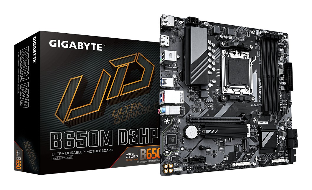 Gigabyte B650M D3HP Scheda madre - AMD Ryzen serie 9000 VRM a 5+2+2 fasi fino a 7600 MHz DDR5 (OC) 2xPCIe 4.0 M.2 LAN 25 GbE USB 3.2 Gen 1