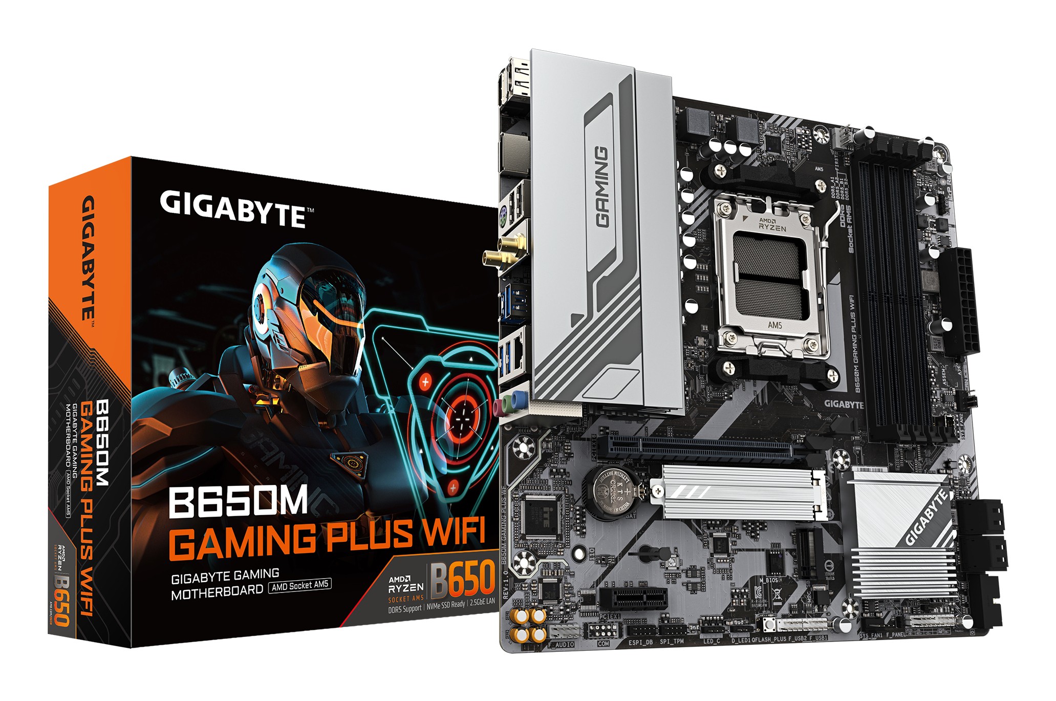 GIGABYTE B650M GAMING PLUS WIFI Scheda madre - CPU AMD Ryzen 9000 VRM a 5+2+2 fasi fino a 8000 MHz DDR5 2xPCIe 4.0 M.2 LAN 2.5GbE WIFI 6E USB 3.2 Gen 1