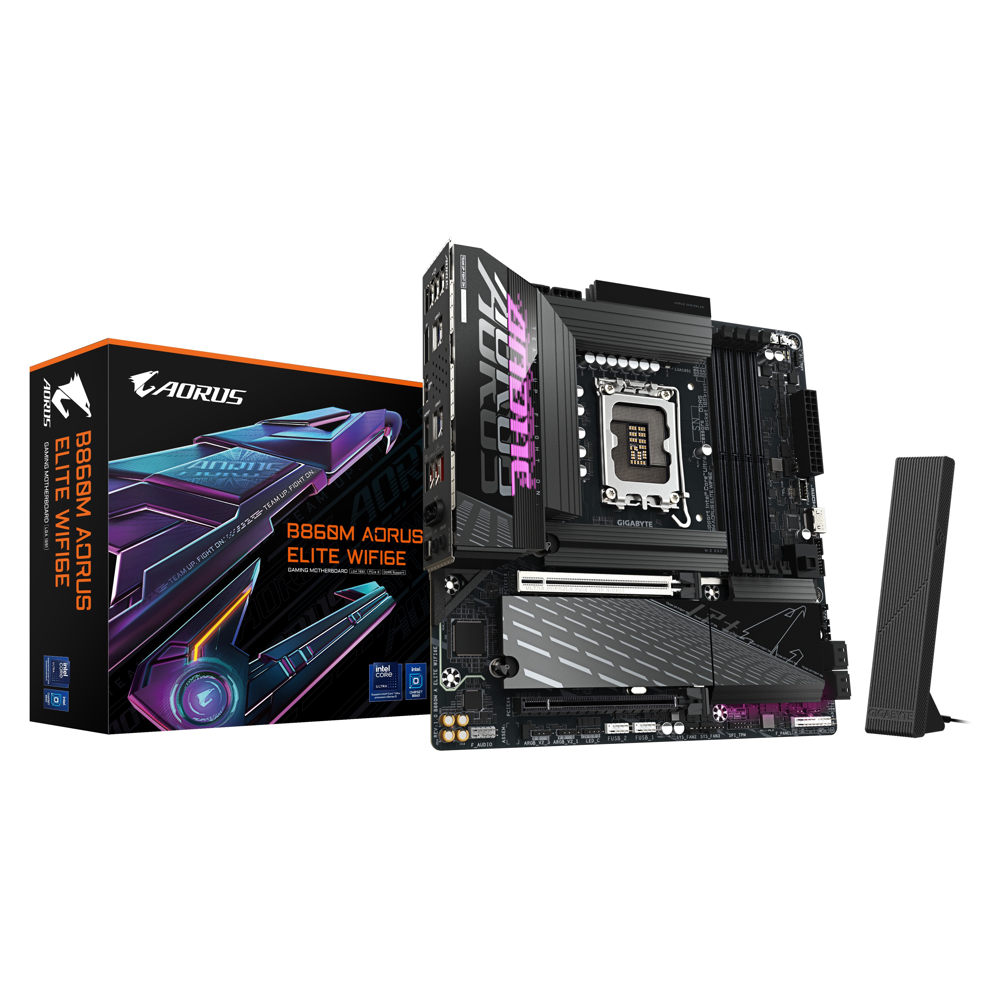 Gigabyte B860M Aorus Elite WIFI6E Scheda Madre - Cpu Intel Core Ultra, Vrm A 12+1+2+1 Fasi, Fino A 9200Mhz DDR5, 1Xpcie 5.0 + 2Xpcie 4.0 M.2, Lan 2,5 Gbe, Wifi 6E, Thunderbolt-image