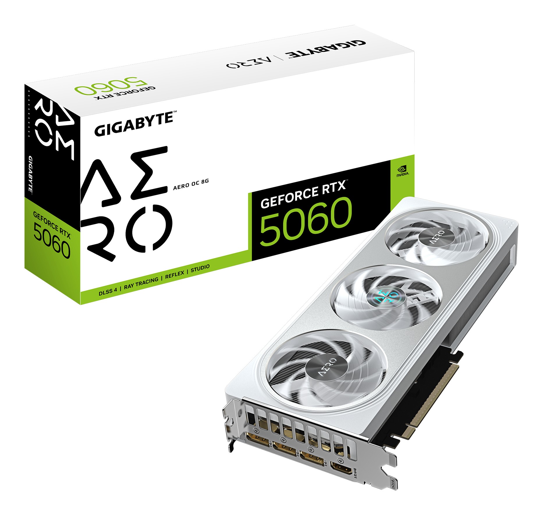 GIGABYTE GeForce RTX 5060 AERO OC 8G Scheda Grafica - 8GB GDDR7 128bit PCI-E 5.0 2595 MHz Frequenza core 3 x DisplayPort 1 x HDMI GV-N5060AERO OC-8GD