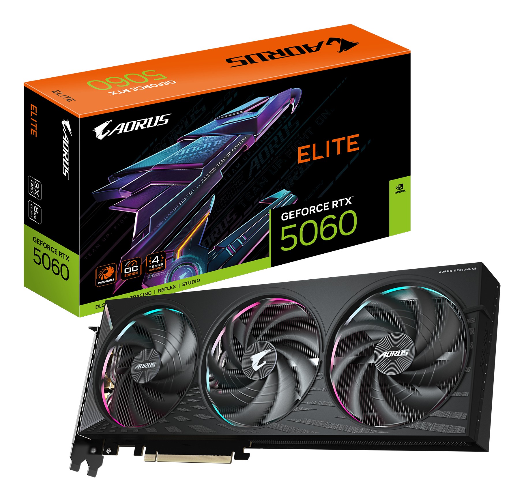 GIGABYTE AORUS GeForce RTX 5060 ELITE 8G Scheda Grafica - 8GB GDDR7 128bit PCI-E 5.0 2722 MHz Frequenza core 3 x DisplayPort 1 x HDMI GV-N5060AORUS E-8GD