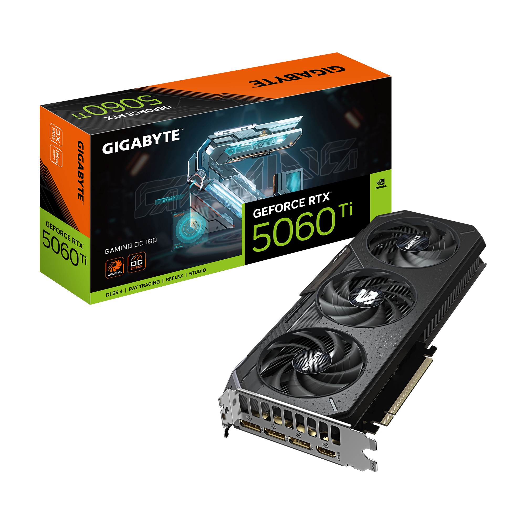 GIGABYTE GeForce RTX 5060 Ti GAMING OC 16G Scheda Grafica  16 GB GDDR7 128 bit PCI-E 5.0 2647 MHz Frequenza del core 3 x DisplayPort 1 x HDMI GV-N506TGAMING OC-16GD