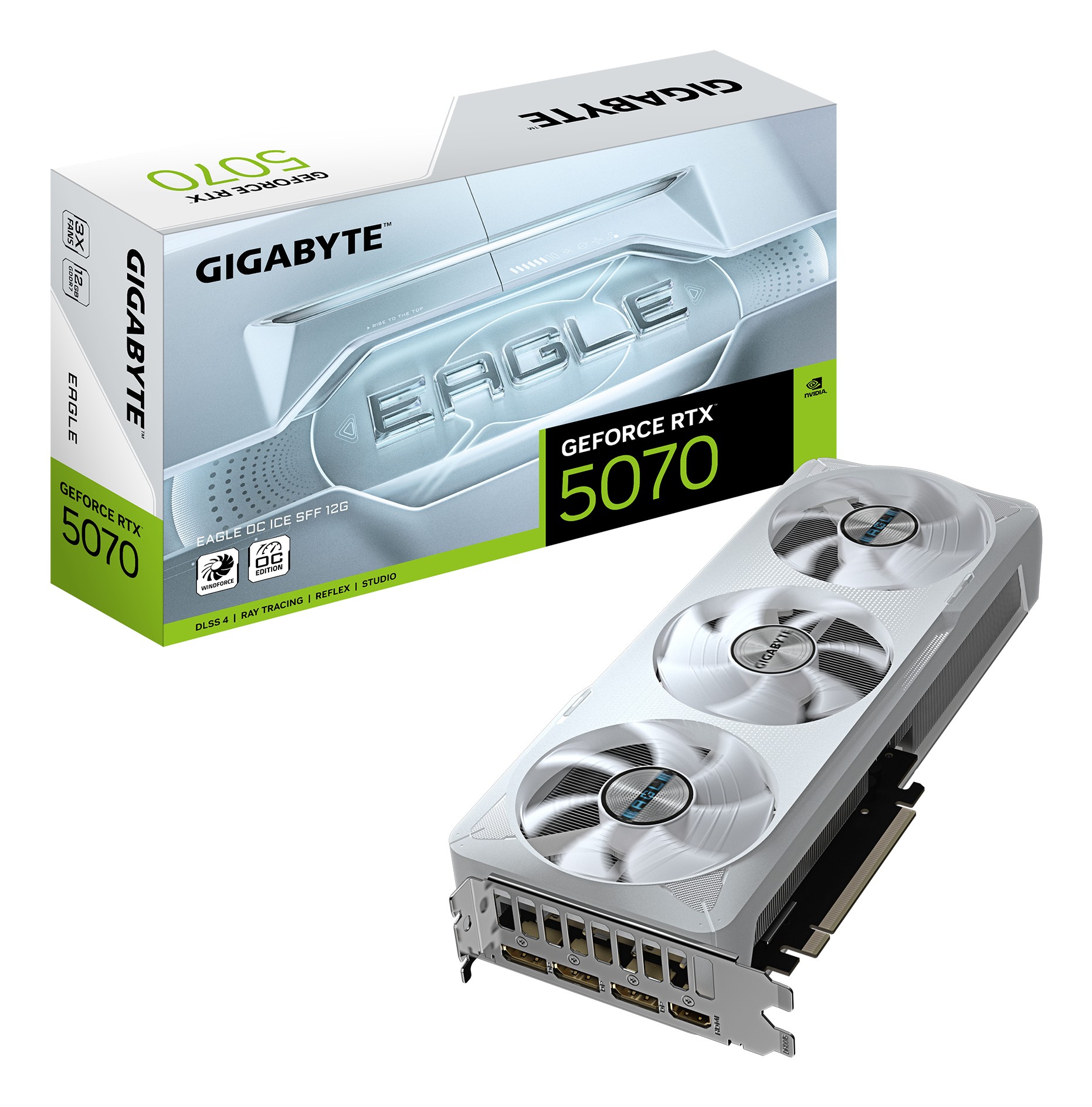 Gigabyte GeForce RTX 5070 EAGLE OC ICE SFF 12G Scheda Grafica - 12GB GDDR7 192 bit PCI-E 5.0 2587 MHz Core Clock 3 x DP 2.1a 1 x HDMI 2.1b NVIDIA DLSS