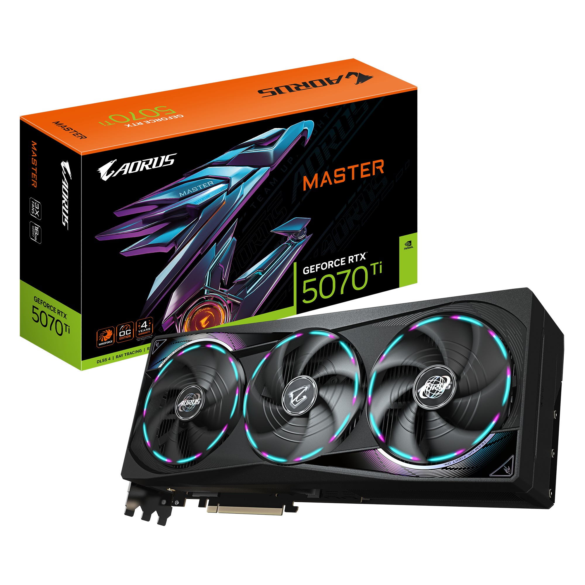 GIGABYTE AORUS GeForce RTX 5070 Ti MASTER 16G Scheda Grafica - 16GB GDDR7 256 bit PCI-E 5.0 2670 MHz Core Clock 3 x DP 2.1a 1 x HDMI 2.1b NVIDIA DLSS 4 GV-N507TAORUS M-16GD