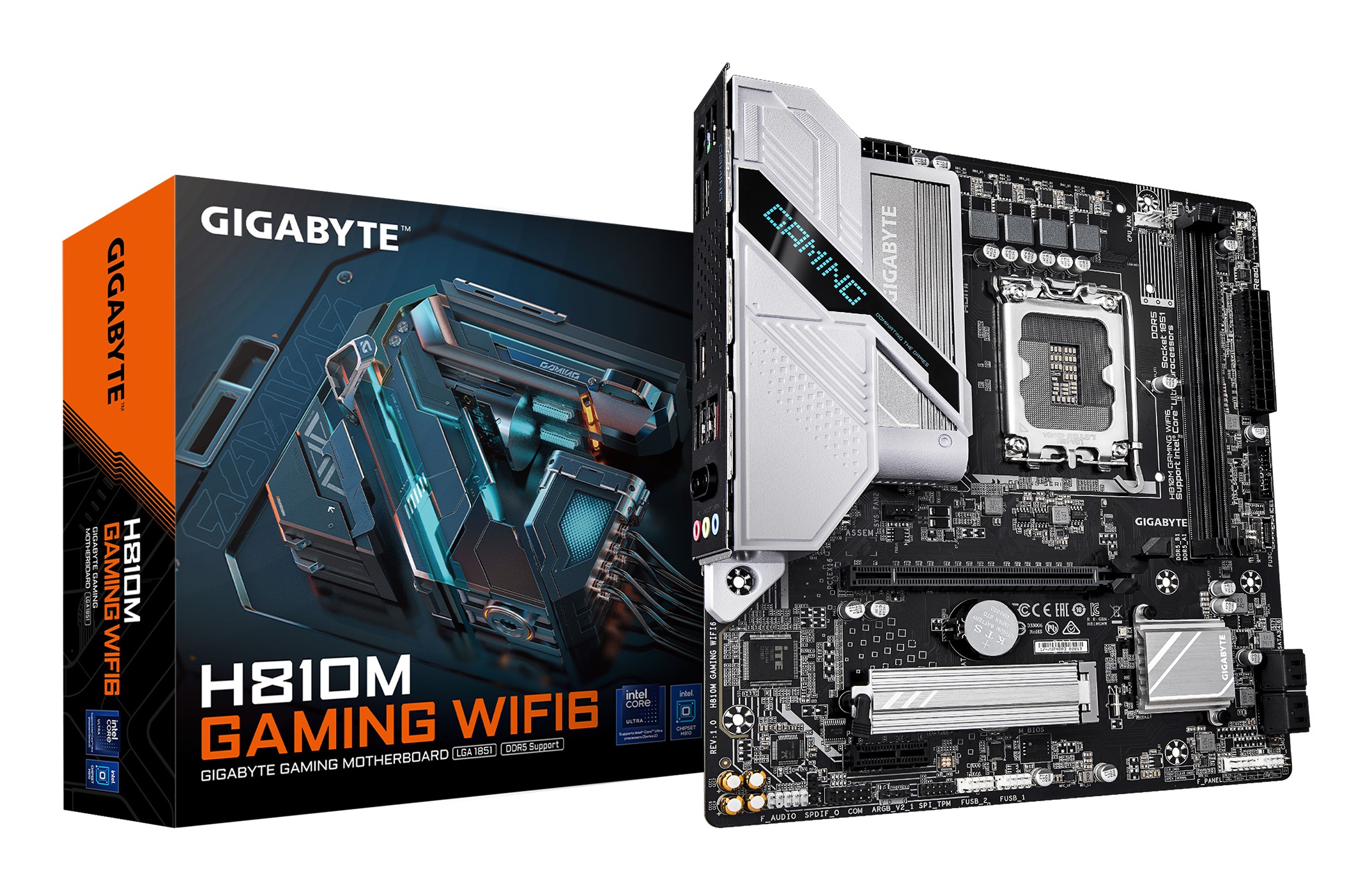 GIGABYTE H810M GAMING WIFI6 Scheda madre - CPU Intel Core Ultra (Serie 2) VRM a 4+1+2 fasi fino a 6400 MHz DDR5 1xPCIe 4.0 M.2 LAN 2.5GbE WIFI 6 USB 3.2 Gen 1
