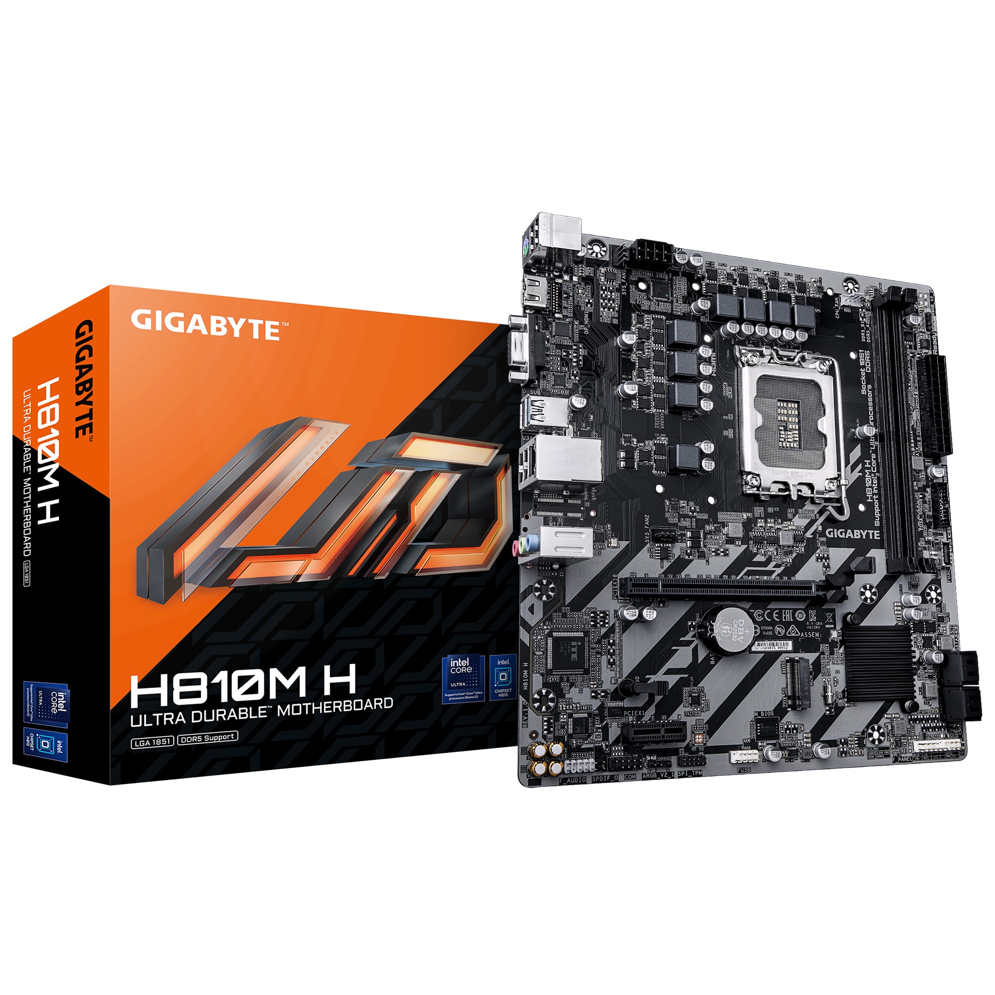 GIGABYTE H810M H Scheda madre - CPU Intel Core Ultra (Serie 2) VRM a 4+1+2 fasi fino a 6400 MHz DDR5 1xPCIe 4.0 M.2 LAN 1GbE USB 3.2 Gen 1