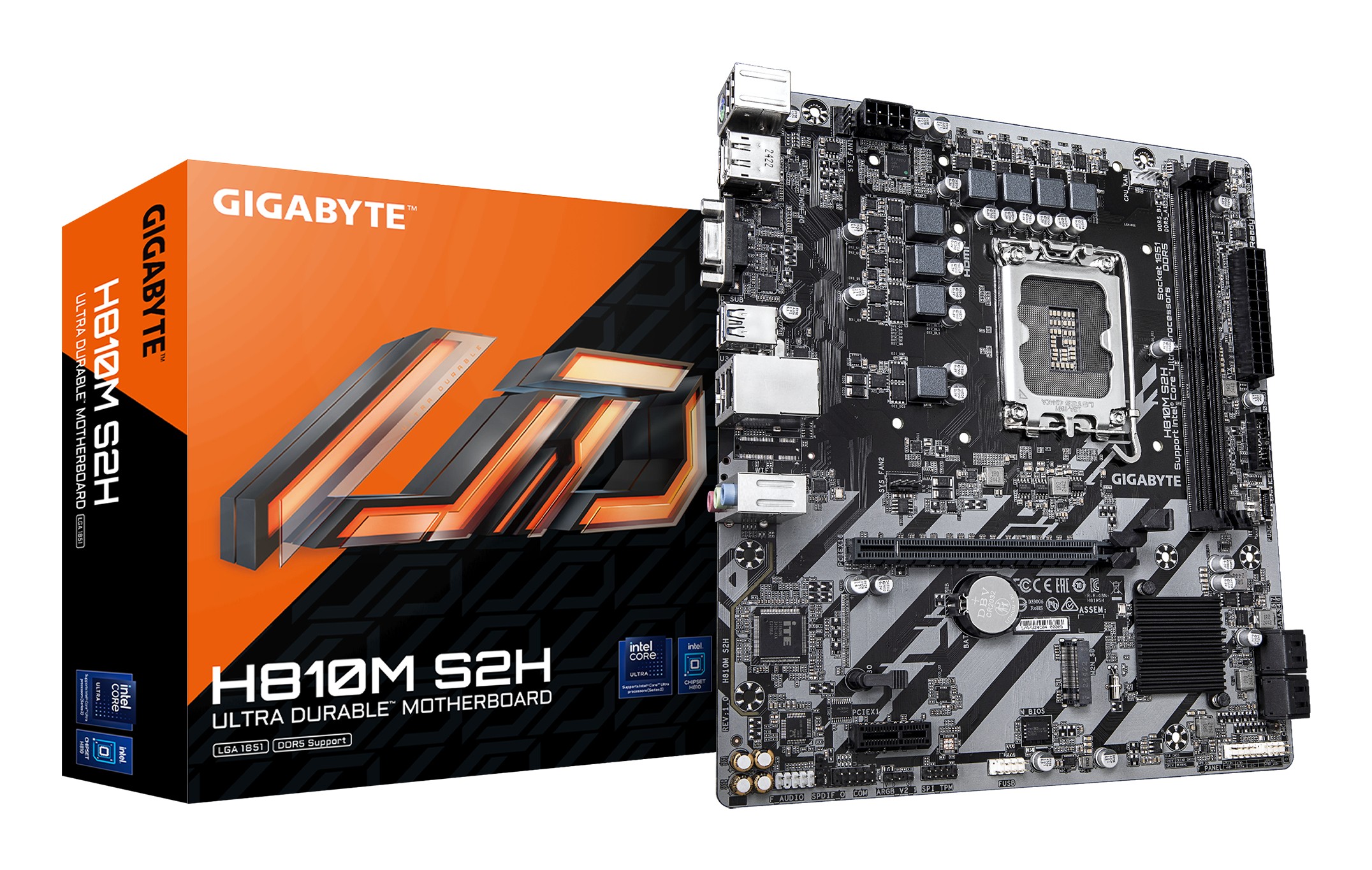 GIGABYTE H810M S2H Scheda madre - CPU Intel Core Ultra (Serie 2) VRM a 4+1+2 fasi fino a 6400 MHz DDR5 1xPCIe 4.0 M.2 LAN 1GbE USB 3.2 Gen 1