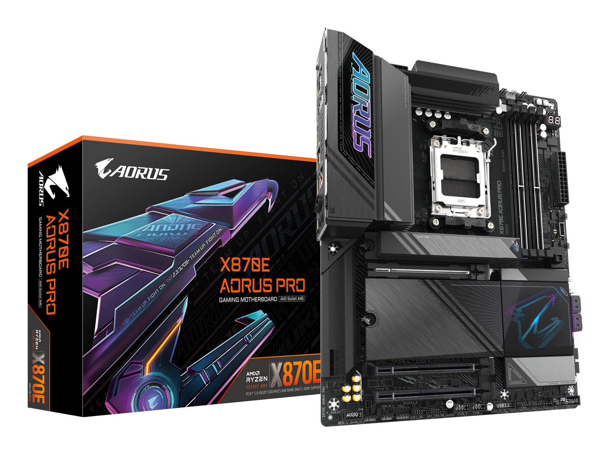 GIGABYTE Scheda madre X870E AORUS PRO - Supporta CPU AMD Ryzen 9000 VRM digitale a 16+2+2 fasi fino a 8000MHz DDR5 (OC) 4xPCIe 5.0 + 4xM.2 Wi-Fi 7 LAN 2.5GbE USB 3.2 Gen 2x2