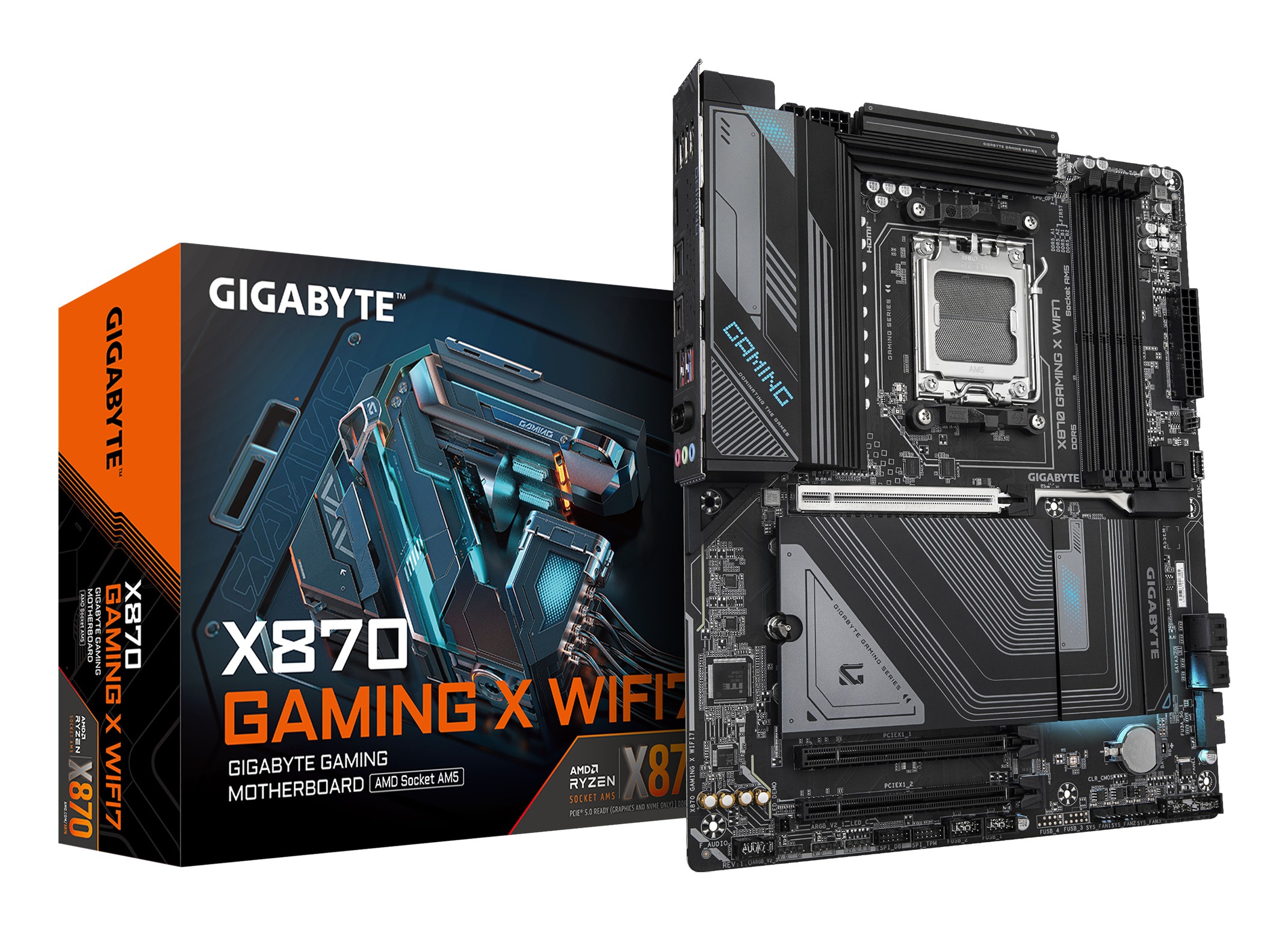 GIGABYTE Scheda Madre X870 GAMING X WIFI7 - Supporta CPU AMD Ryzen 9000 VRM a 16+2+2 fasi fino a 8000MHz DDR5 (OC) 1xPCIe 5.0 + 3xM.2 Wi-Fi 7 LAN 2.5GbE USB 3.2 Gen 2x2