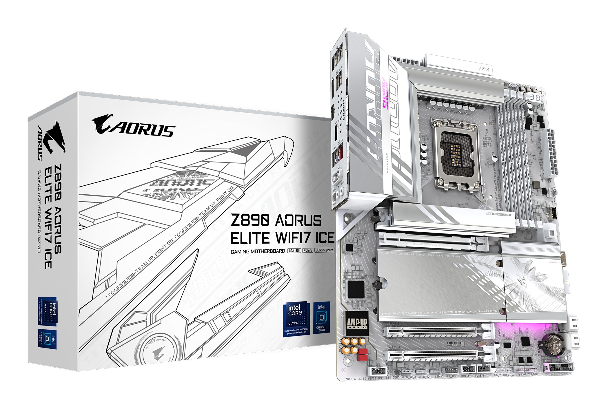 GIGABYTE Z890 AORUS ELITE WIFI7 ICE Scheda Madre - Supporta CPU Intel Core Ultra (Serie 2) VRM a 16+1+2 fasi fino a 8800MHz DDR5 (OC) 1xPCIe 5.0 + 3xPCIe 4.0 Wi-Fi 7 LAN 2.5GbE Thunderbolt 4