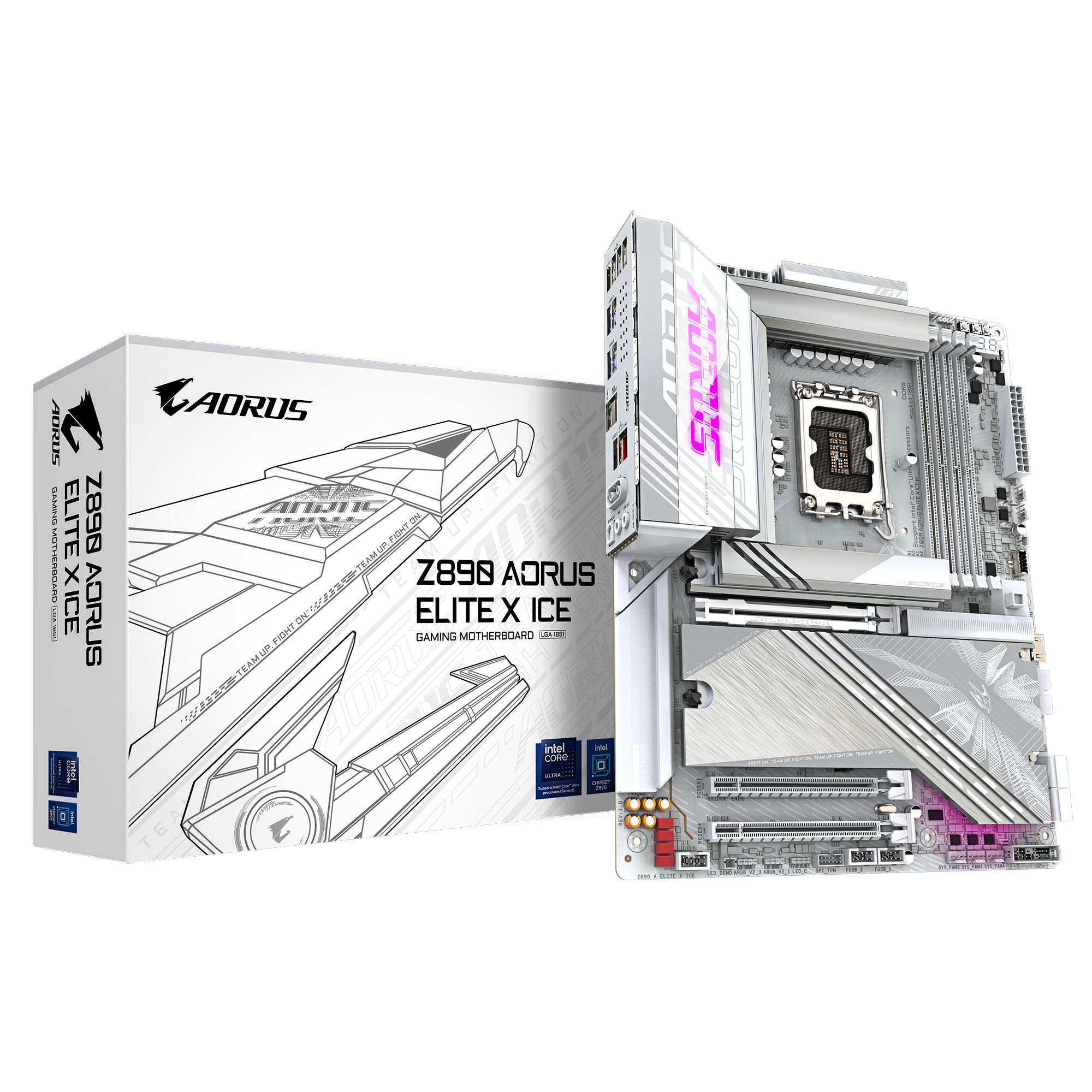 GIGABYTE Z890 AORUS ELITE X ICE Scheda Madre - Supporta CPU Intel Core Ultra (Serie 2) VRM a 16+1+2 fasi fino a 9500MHz DDR5 (OC) 1xPCIe 5.0 + 4xPCIe 4.0 Wi-Fi 7 LAN 2.5GbE Thunderbolt 4