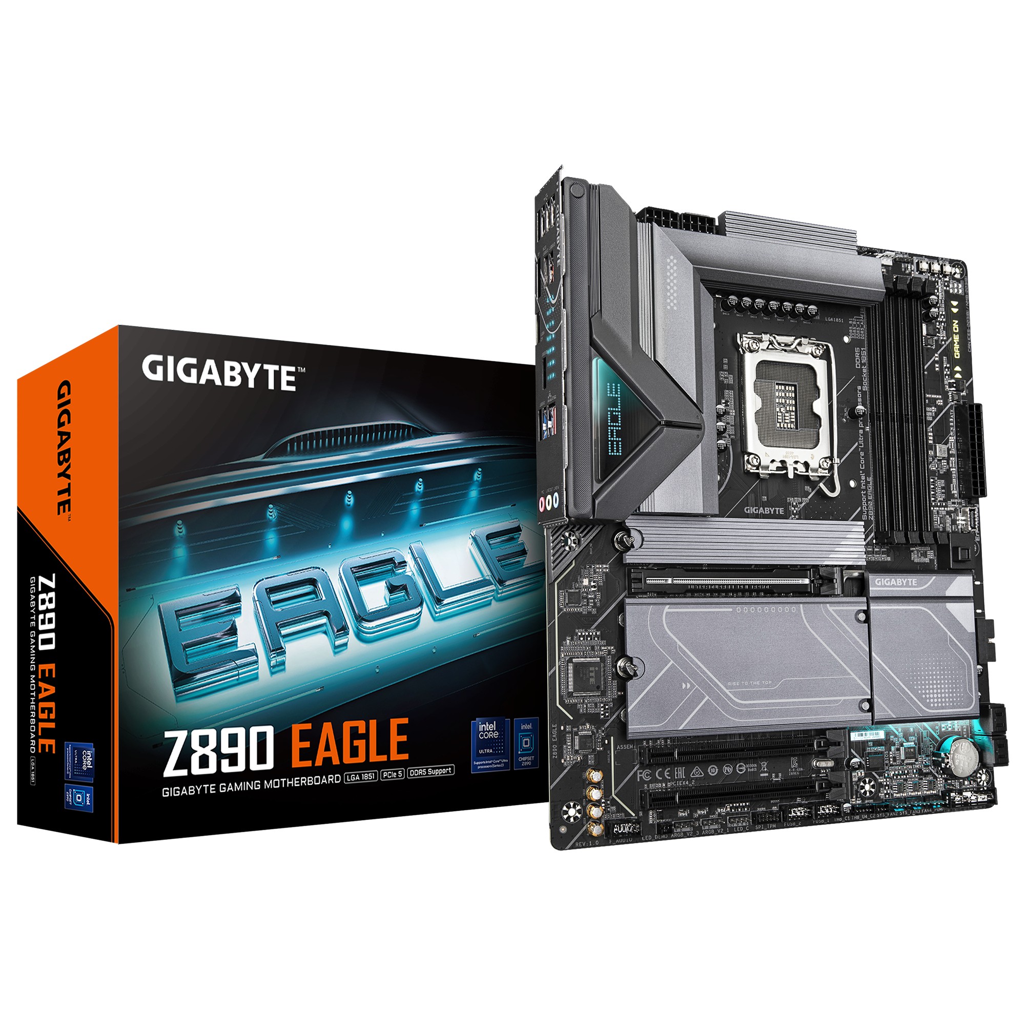 GIGABYTE Z890 EAGLE Scheda Madre - Supporta CPU Intel Core Ultra (Serie 2) VRM a 14+1+2 fasi fino a 8800MHz DDR5 (OC) 1x PCIe 5.0 M.2 + 3x PCIe 4.0 M.2 LAN 25GbE USB4