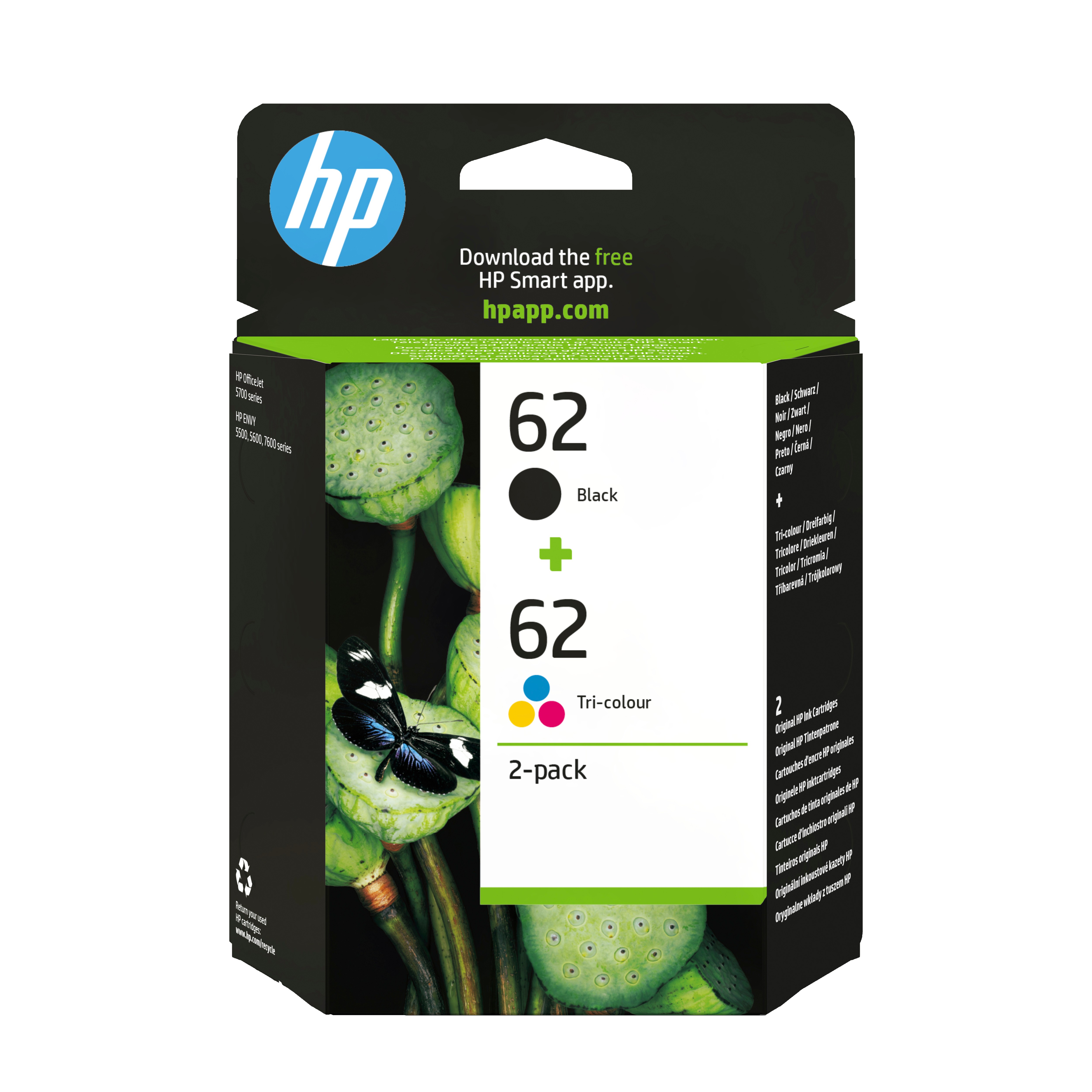 ORIGINALE HP Multipack nero / differenti colori N9J71AE 62 2x inchiostro HP 62: 1x C2P04AE + 1x C2P06AE