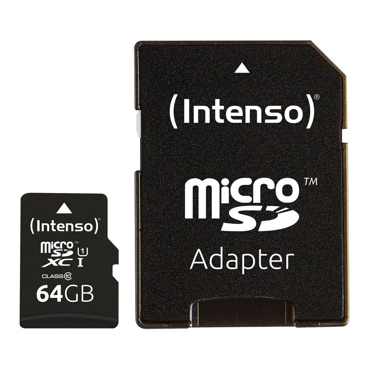 Intenso Micro Sd Uhs-I Premium Con Incl Sd Adapter 64Gb Confezione Da 3 Pz