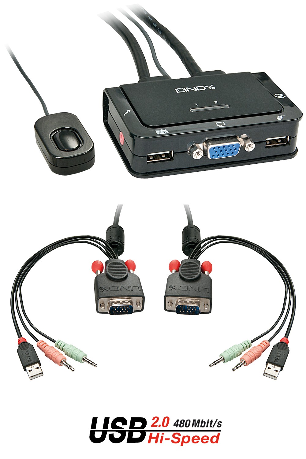 Lindy Compact Switch Kvm Vga 2 Porte  Usb 2.0 Audi