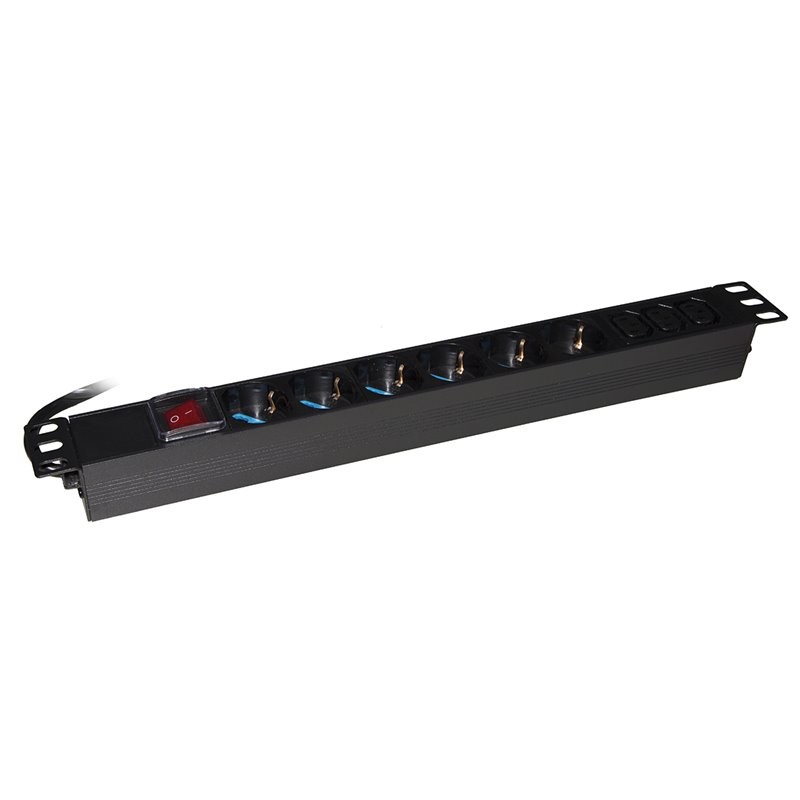 Multipresa Da Rack 19 Con 6 Prese Universali + 3 Prese C13 Con Interruttore Spina Italiana 16A