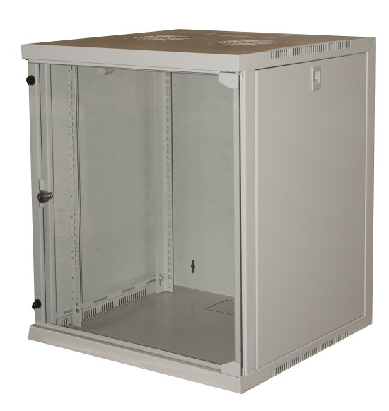 ARMADIO RACK 19 12 UNITA' DA MURO PER RETI (A)620 X (L)540 X (P) 450 MM COLORE GRIGIO PORTA VETRO