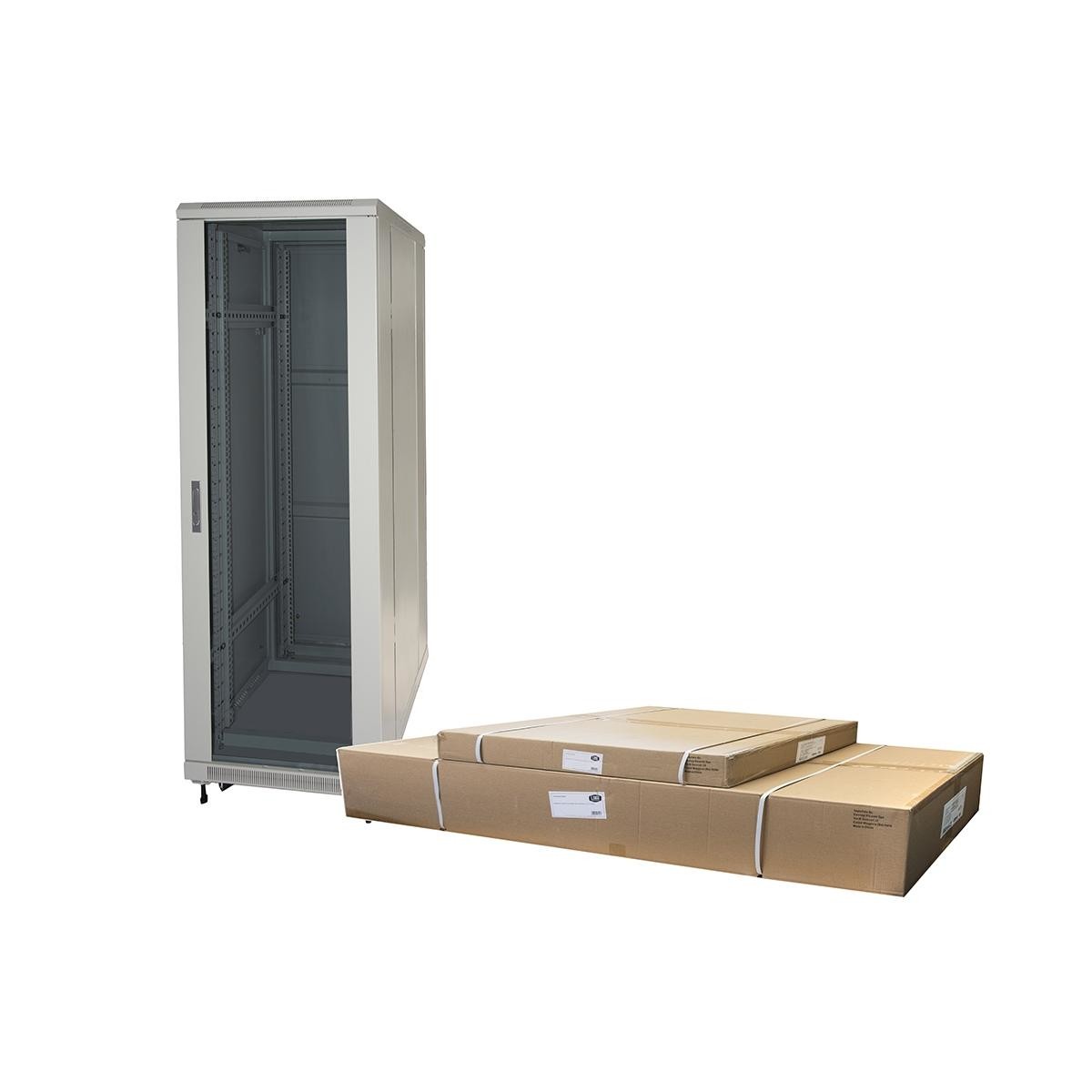 Armadio Rack 19 42U (A)2055 (L)600 (P)600 Colore Grigio Disassemblato Porta Vetro