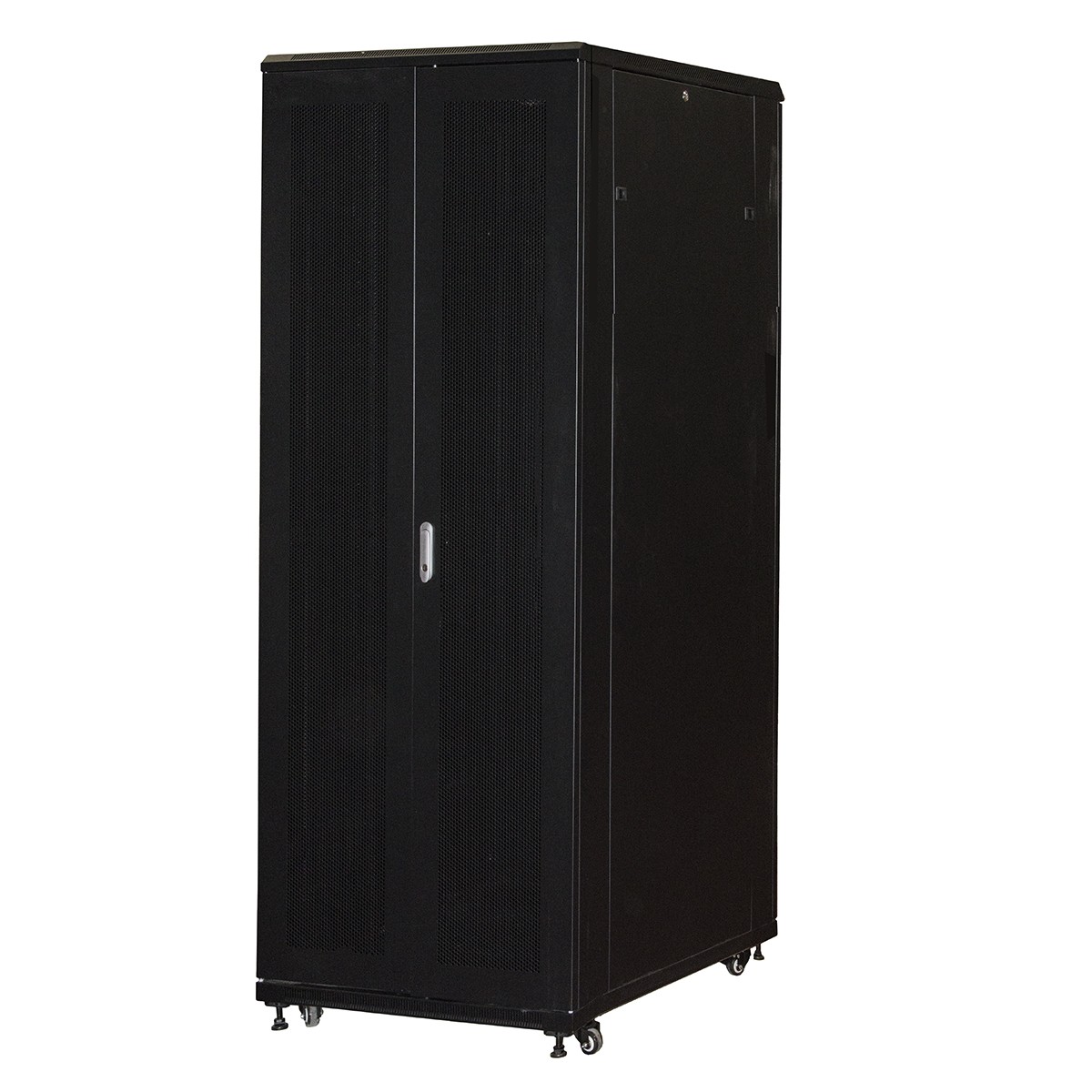 Armadio Rack 19 42U (A)2055 (L)800 (P)1000 Porta Traforata Colore Nero Con Guidacavi  Laterale