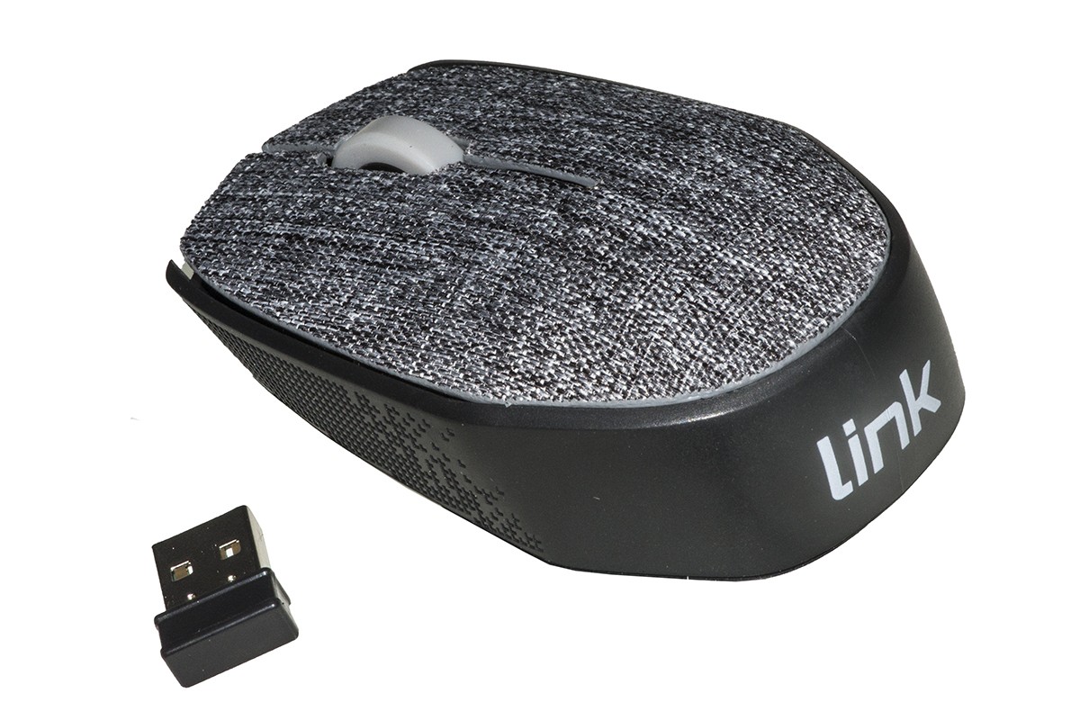 Mouse Wireless In Tessuto Colore Grigio Con Ricevitore Usb 1000 Dpi