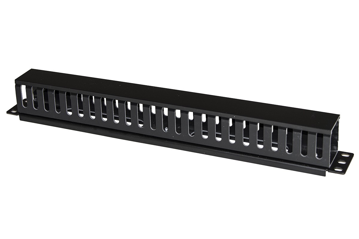 Pannello Passacavi 1 Unita' A Gabbia Per Rack Con Coperchio Scorrevole 25 Slot Colore Nero