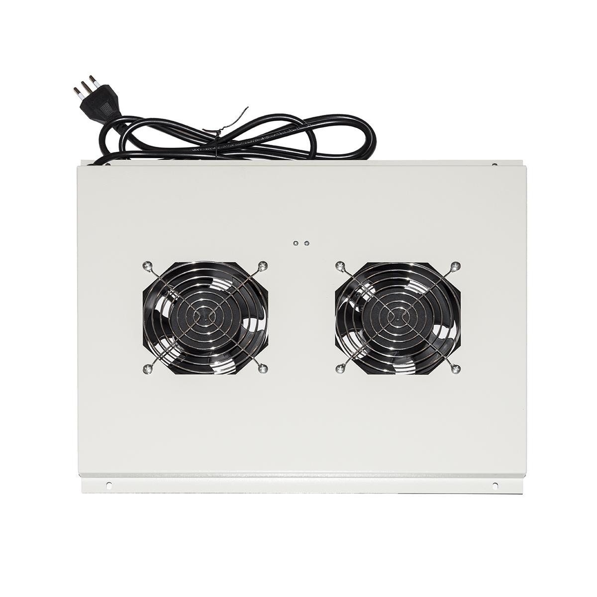 Modulo 2 Ventole A Soffitto Con Termostato Colore Grigio Per Armadi 22/42U Profondi 600 Mm Link