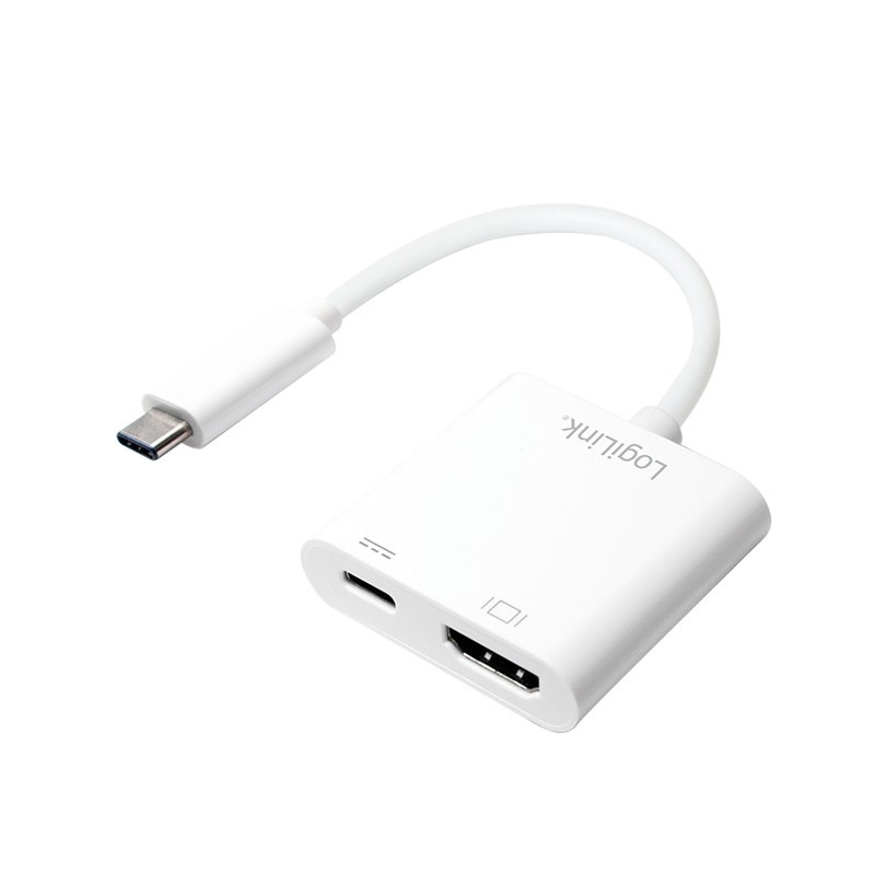LogiLink 0.14m 2xUSB-C/HDMI Bianco