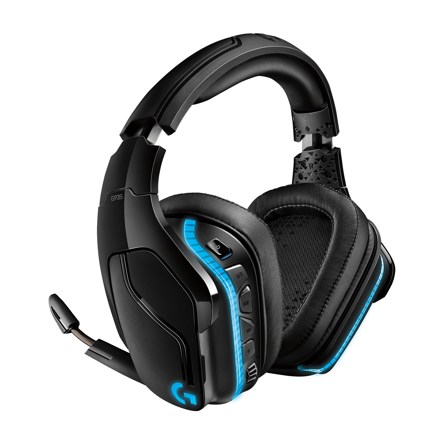Logitech G Logitech G935 Cuffie Gaming RGB Wireless Audio Surround 7.1 Cuffie DTS: X 2.0 Driver Pro-G 50 ?mm 2.4 GHz Wireless Microfono Flip-to-Mute Tasti G PC/Mac/Xbox One/PS4/Nintendo Nero