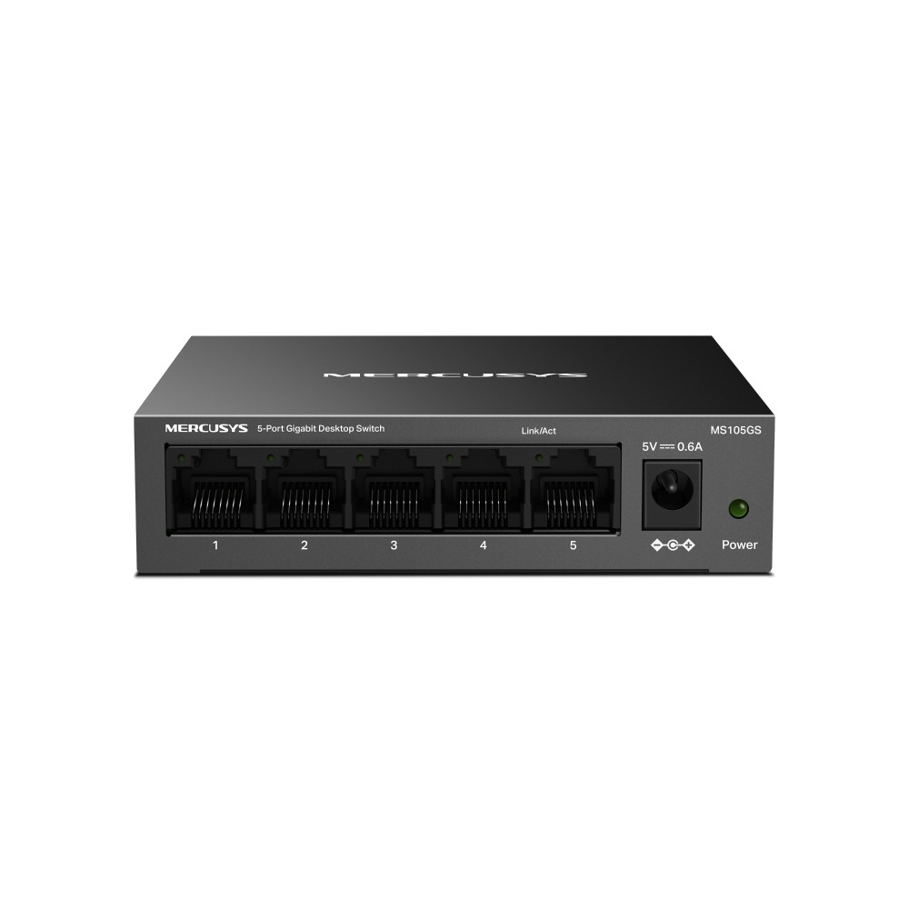 TP-Link Mercusys MS105GS Switch Ethernet 5 Porte Gigabit, Sdoppiatore Ethernet, Switch Gigabit per la Casa e l'Ufficio, Plug e Play, Montaggio Desktop, Cassa in Metallo, Durevole e Silenzioso-image