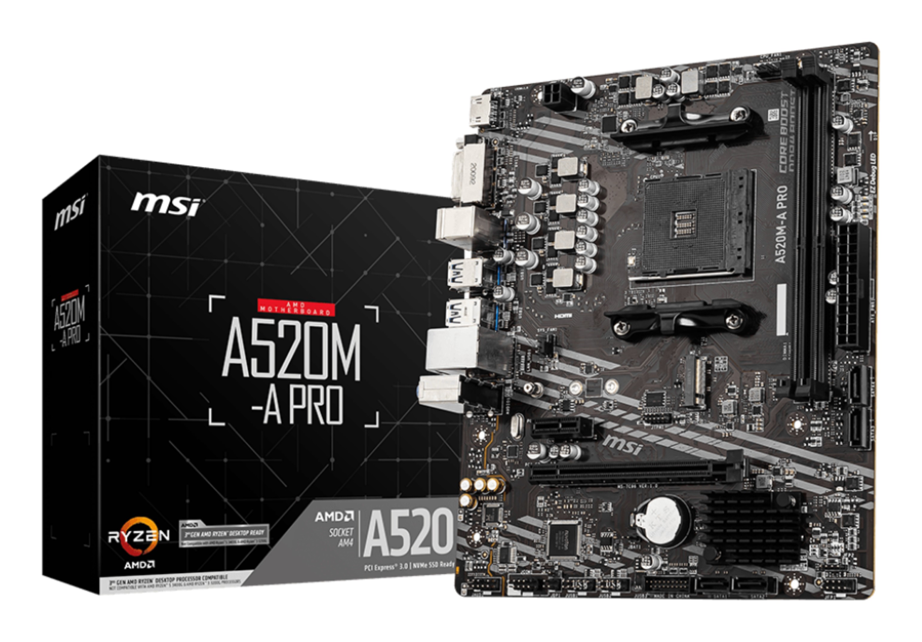 Msi Mb Amd A520M-A Pro Am4 2Ddr4 11Pci-Ex16 1M2 4Sata3 6Usb3