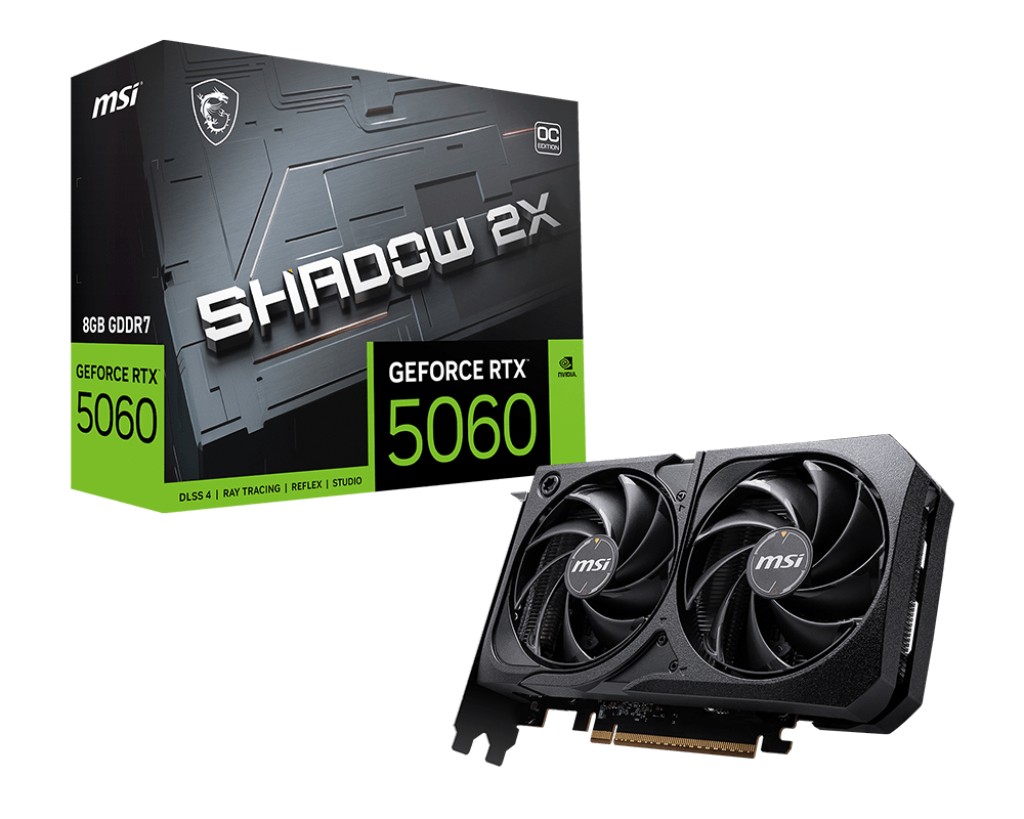 Msi Vga Geforce Rtx 5060 Rtx 5060 8G Shadow 2X Oc 8Gb Gddr7 Hdmi/Dp*3 Atx Dual Fan Oc Bulk Ed