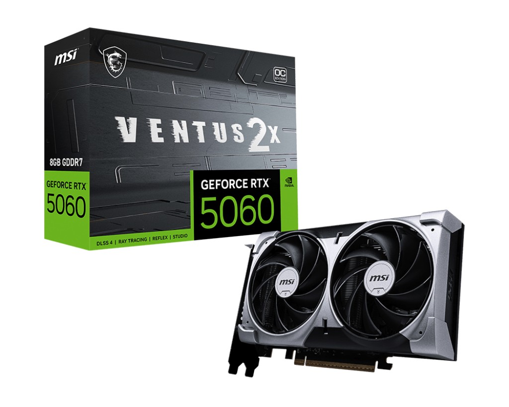 MSI Vga Geforce Rtx 5060 Rtx 5060 8G Ventus 2X Oc 8Gb Gddr7 Hdmi/Dp*3 Atx Dual Fan Oc