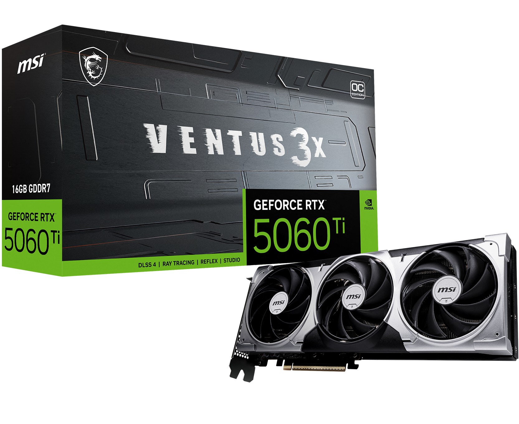 Msi Vga Geforce Rtx 5060 Ti Rtx 5060 Ti 16G Ventus 3X Oc 16Gb Gddr7 Hdmi/Dp*3. Atx Triple Fan O