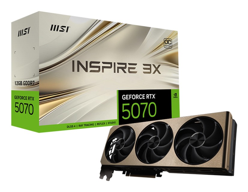 Msi Vga Geforce Rtx 5070 Rtx 5070 12G Inspire 3X Oc 12Gb Gddr7 Hdmi/Dp3 Dual Fan Oc