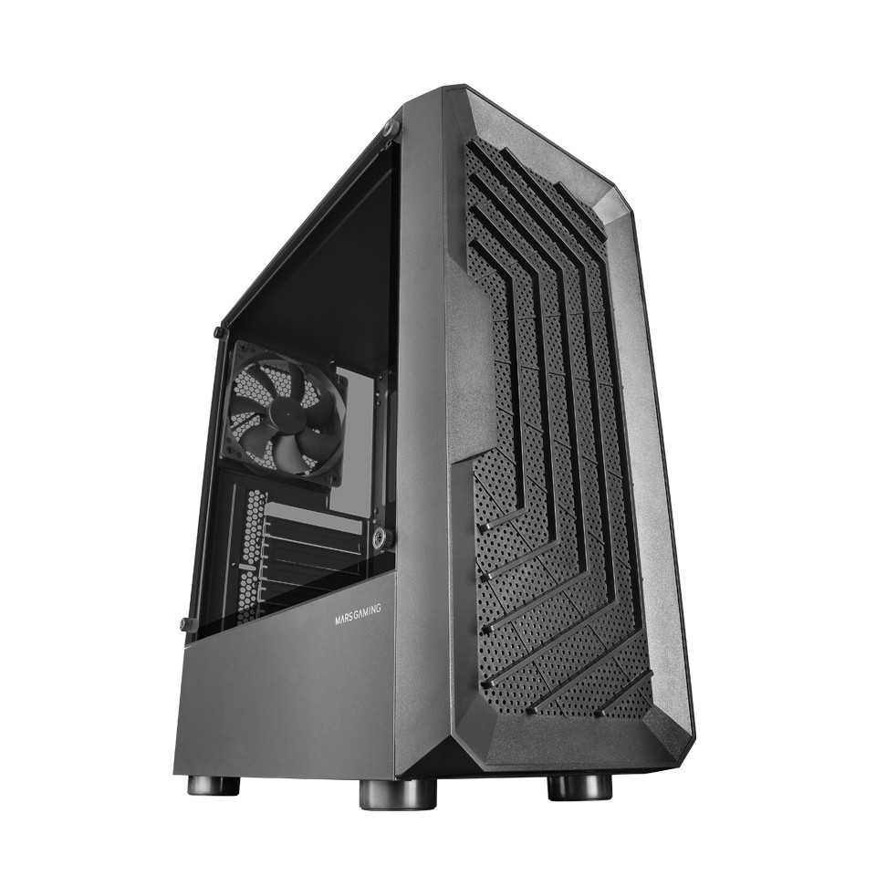 Mars Gaming MC-2000, Case Semitower Atx, Finestra Laterale Completa, Design Mesh Frontale, 1X Ventola Fdb 120Mm Ultra-Silenziosa, Design A Doppia Camera, Nero-image