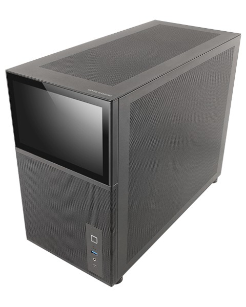 Mars Gaming MC-LCD, Case Pc Compatto Micro-Atx, Display Lcd Ips 8", Griglia Laterale, Superiore E Frontale Mesh, Finestra Laterale Vetro Temperato, Mini Torre Gaming Design Pannelli Modulari, Nero-image