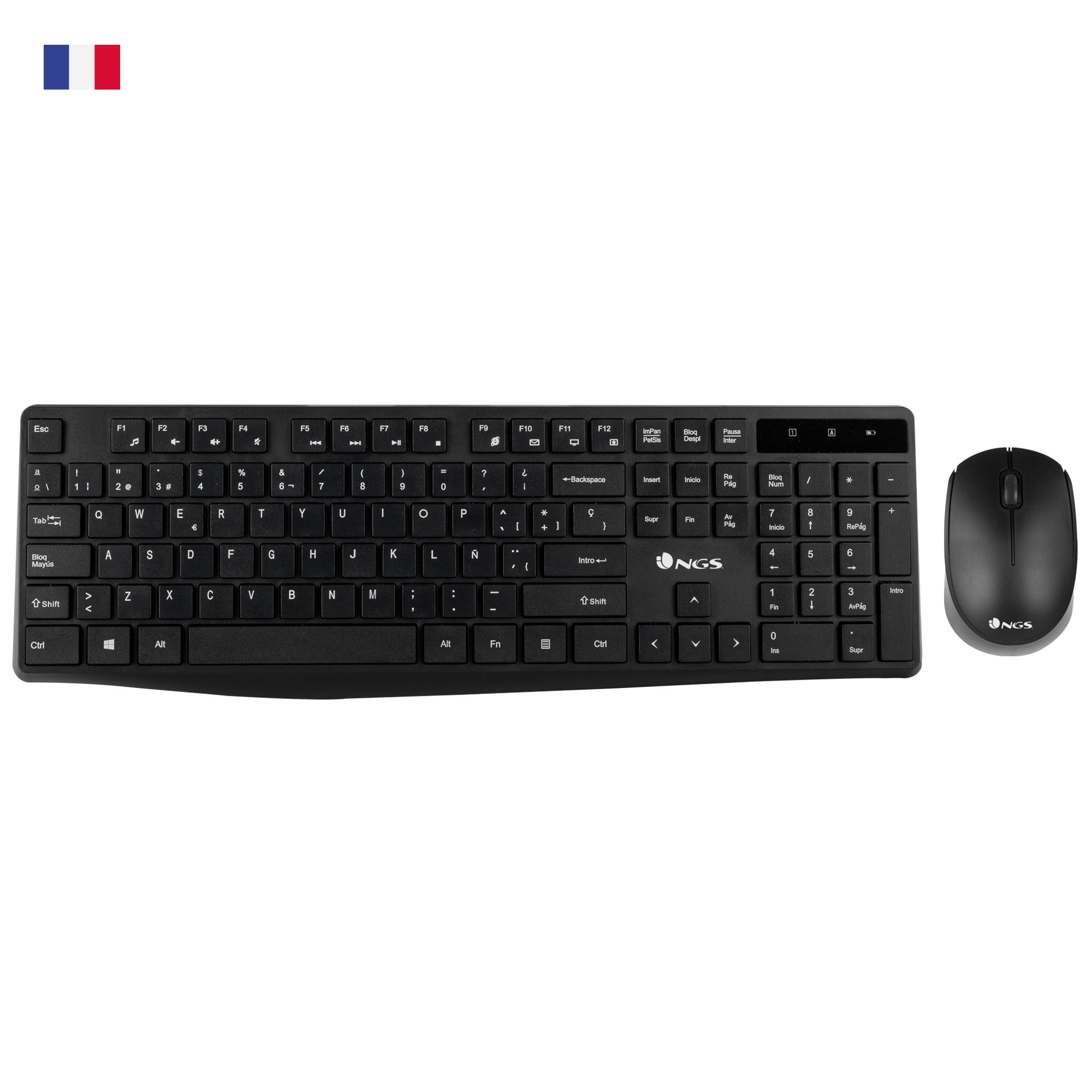NGS Allure Kit AZERTY FR tastiera Mouse incluso RF Wireless Francese Nero