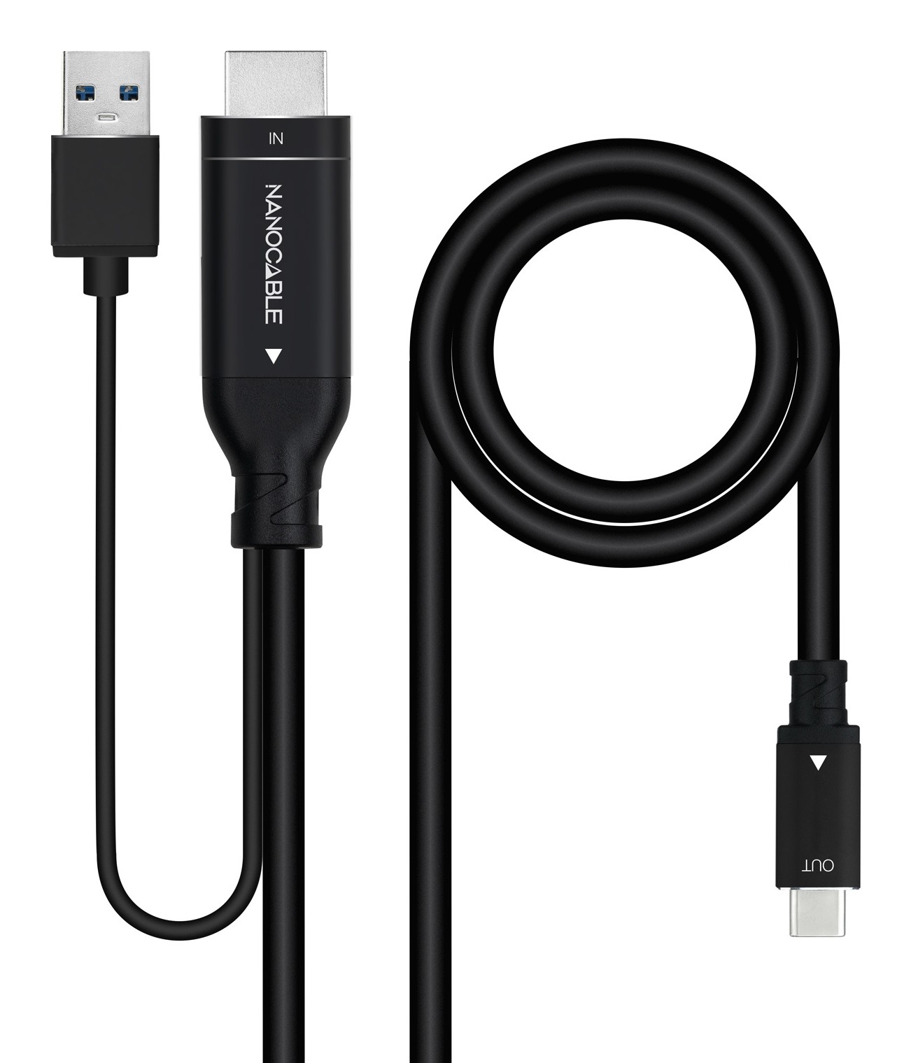 Nanocable 10.15.4354 cavo e adattatore video 18 m HDMI + USB Type-A USB tipo-C Nero