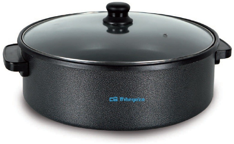 Orbegozo Pz 8100, Paella Elettrica, 1500 W, Diametro 40 Cm E Profondità 9 Cm, Superficie Con Rivestimento Antiaderente, Termostato Di Temperatura Regolabile E Rimovibile, Colore Nero-image