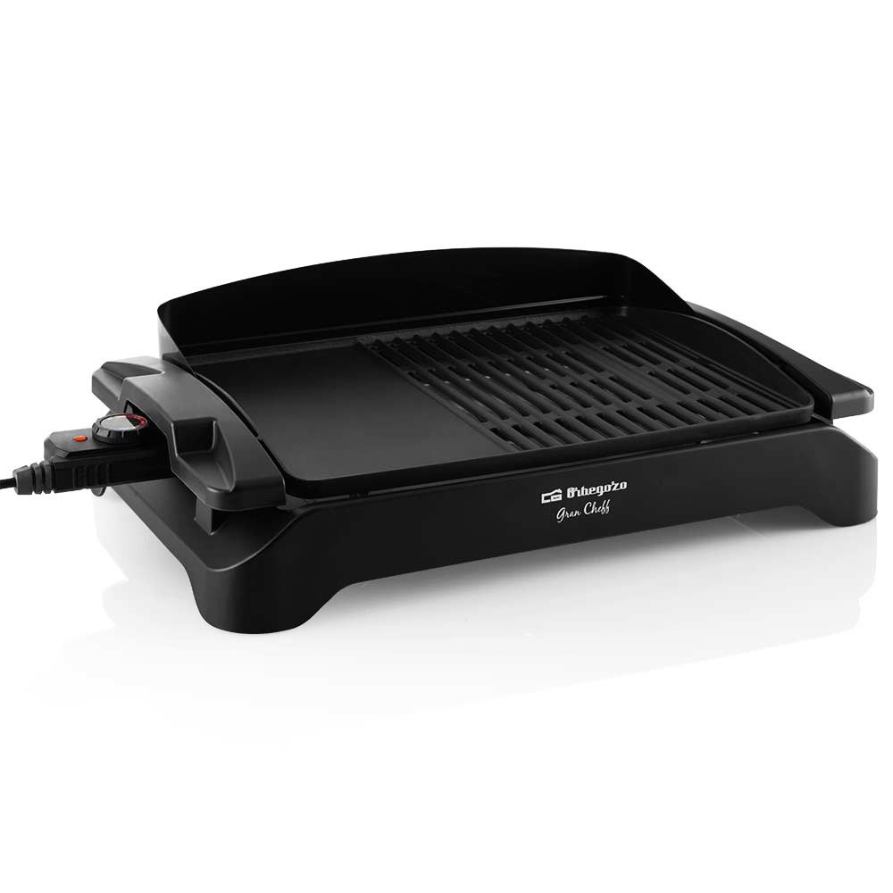 Orbegozo BC 4000 Barbacoa Electrica de Sobremesa - Potente y Versatil para Grandes Reuniones - Doble Zona de Grill y Plancha - Facil Limpieza y Seguridad Garantizada