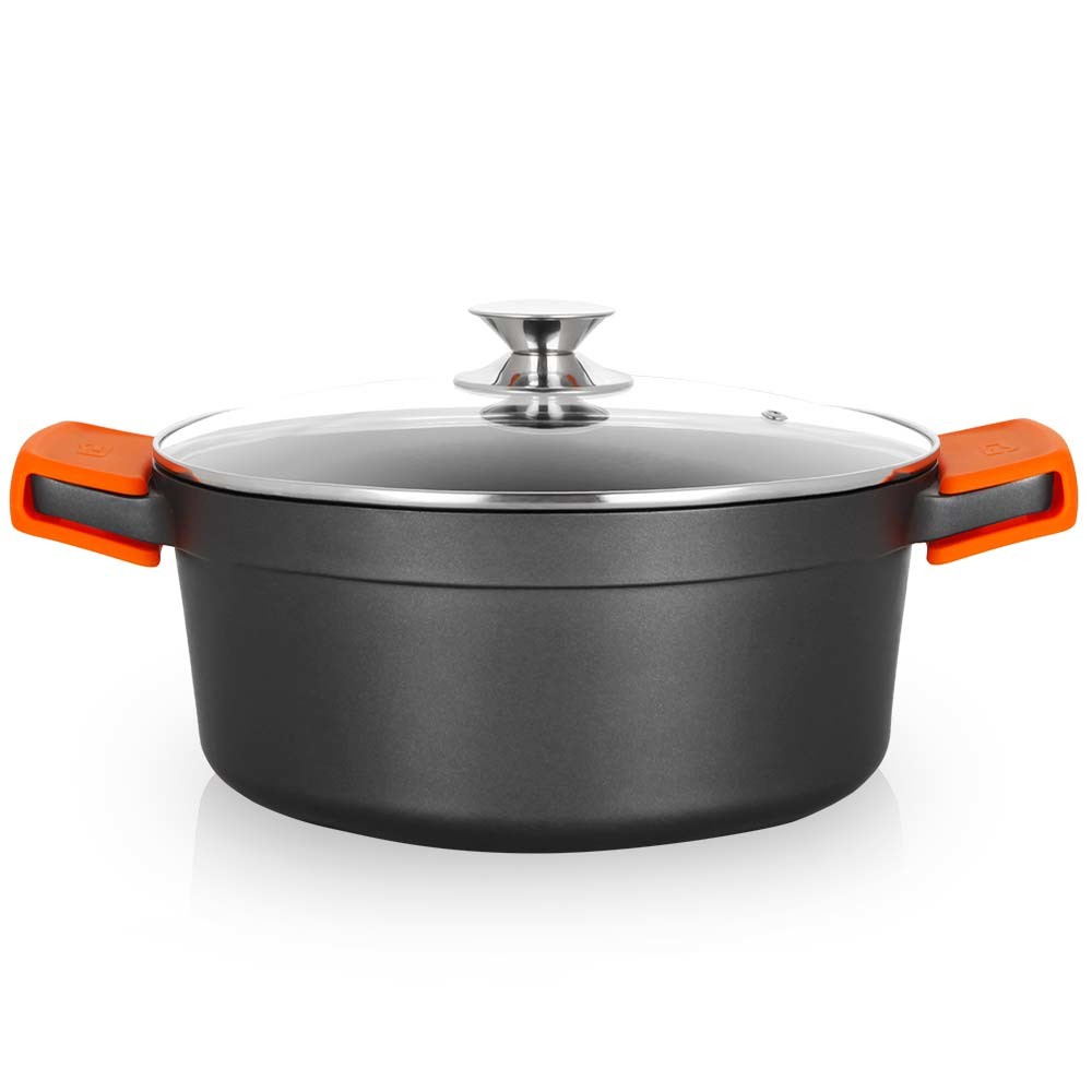 Orbegozo CDH 3020 - Casseruola in Resistente Alluminio Pressofuso - Versatilità e Sicurezza in Cucina - Antiaderente e Adatta a Tutti i Tipi di Piani Cottura - Coperchio in Vetro Temperato - Capacità 28 L