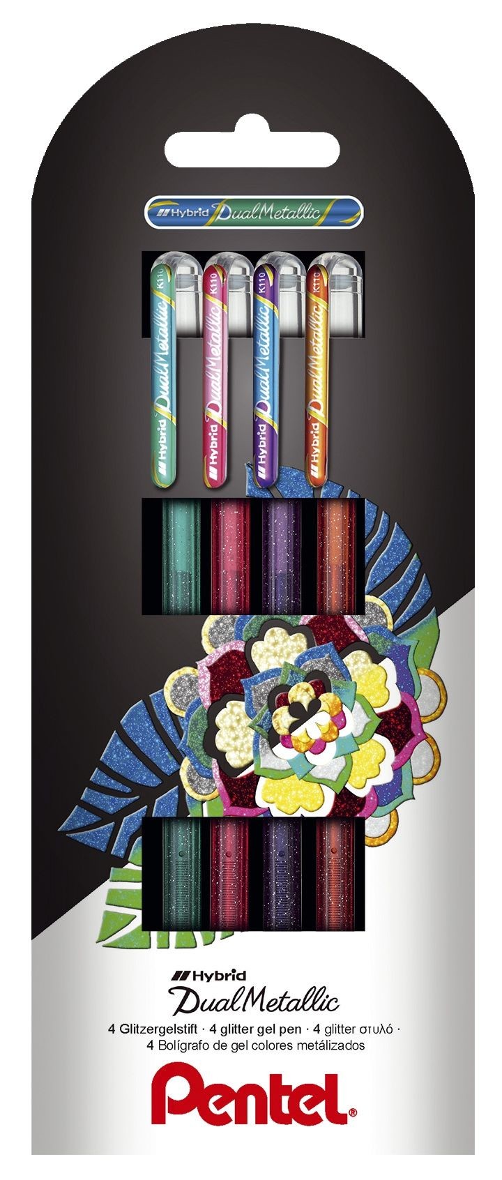 Pentel Dual Metallic Penna stick a sfera Verde Arancione Rosa Viola 4 pz