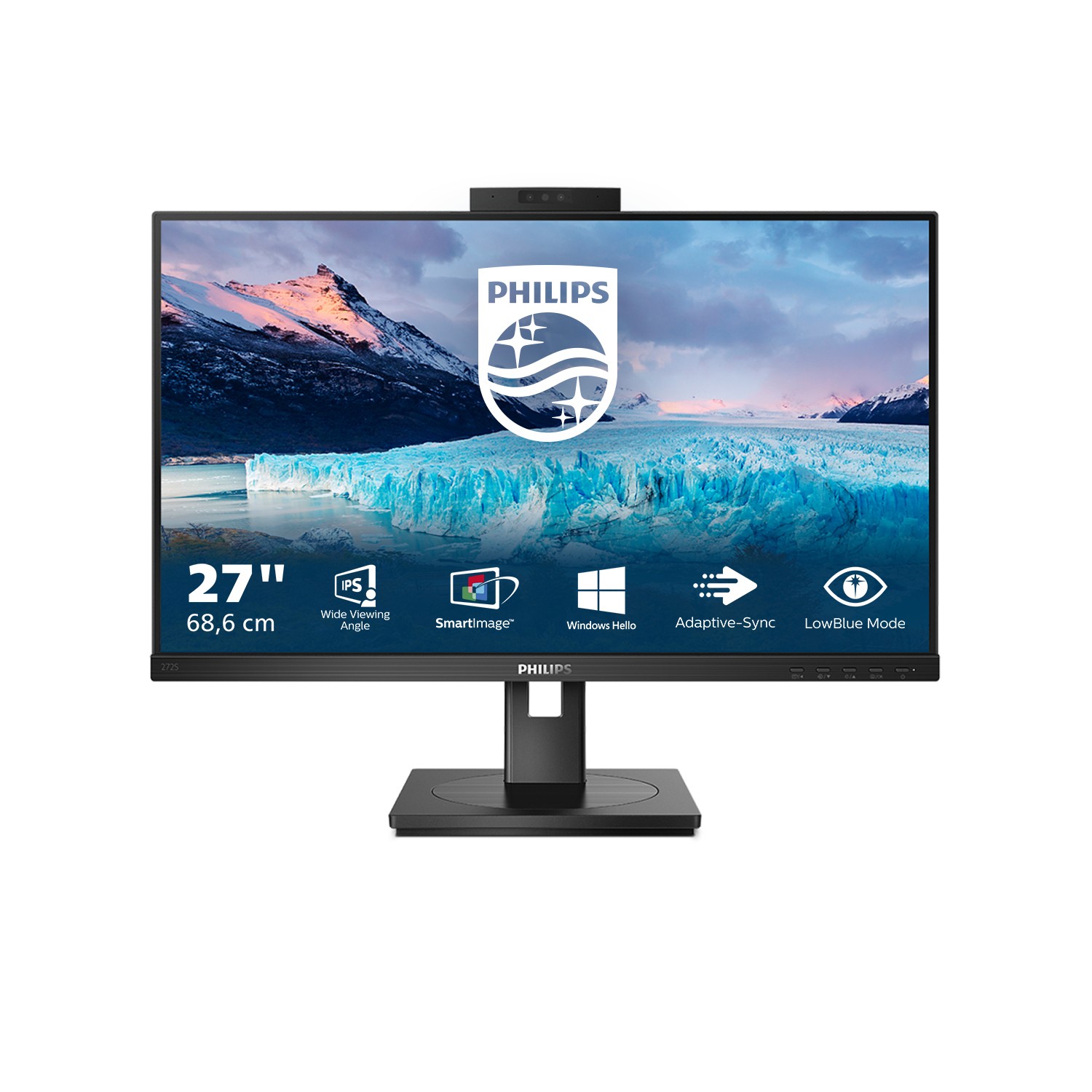 Philips Monitor 27 Led Ips 16:9 Fhd 4Ms 250 Cdm Vga / Dvi-D /  Hdmi / Dp Pivot Webcam Multimediale