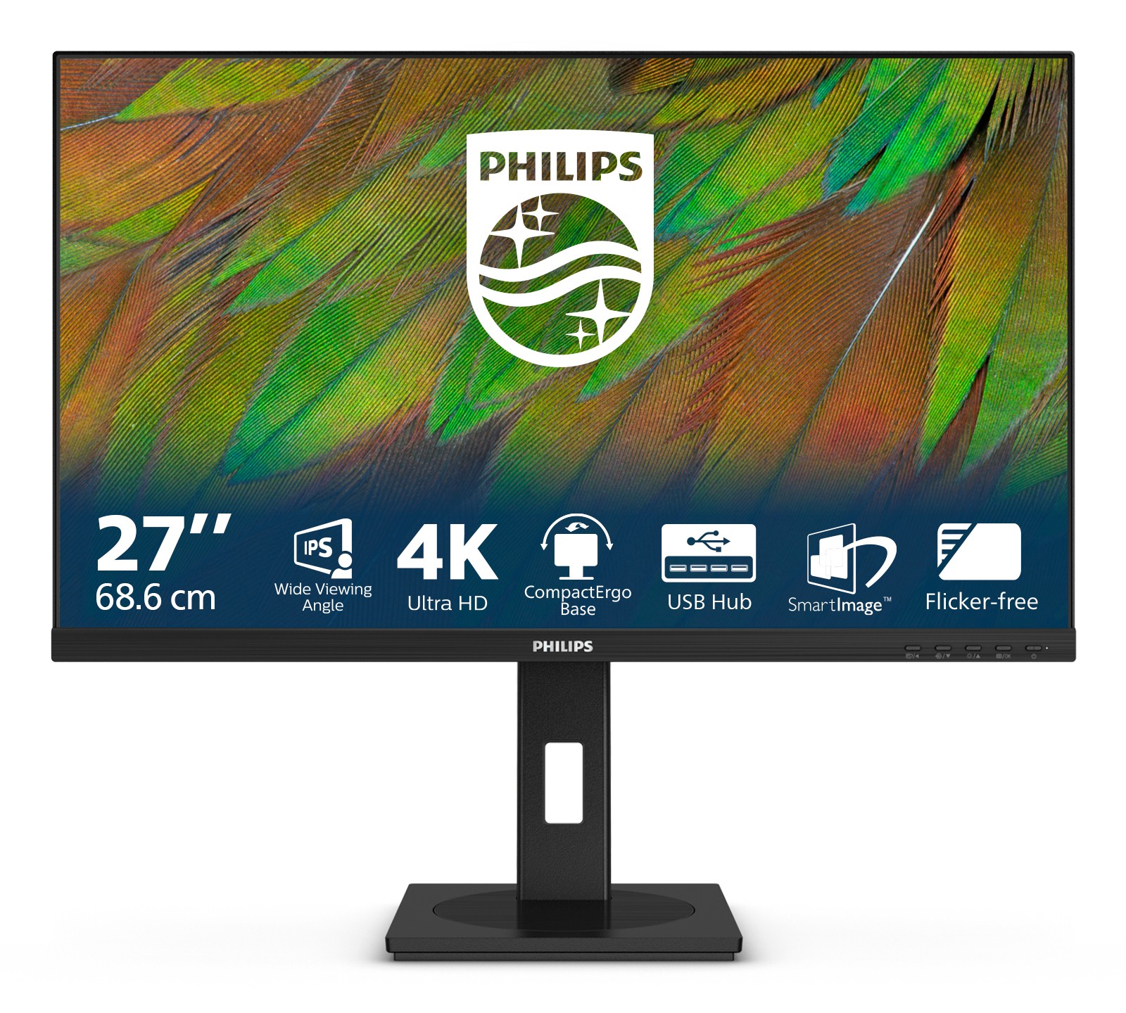 Philips Monitor 27 Led Ips 4K Uhd 4Ms 350 Cdm Pivot Dp/Hdmi Multimediale